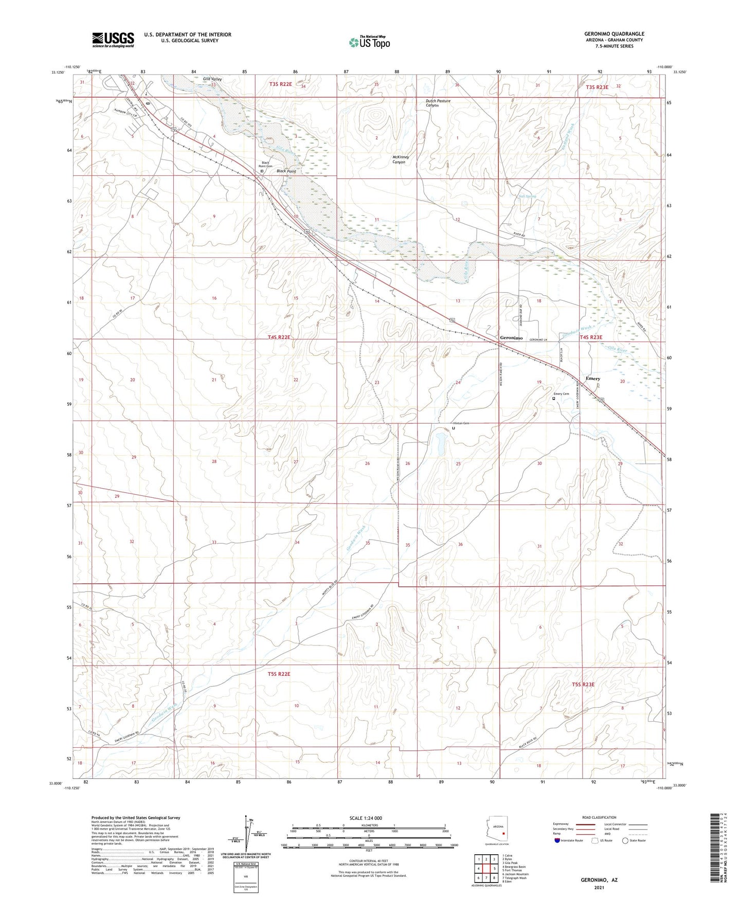Geronimo Arizona US Topo Map Image