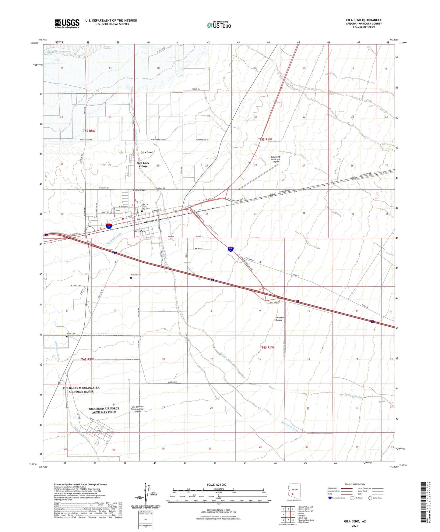 Gila Bend Arizona US Topo Map Image