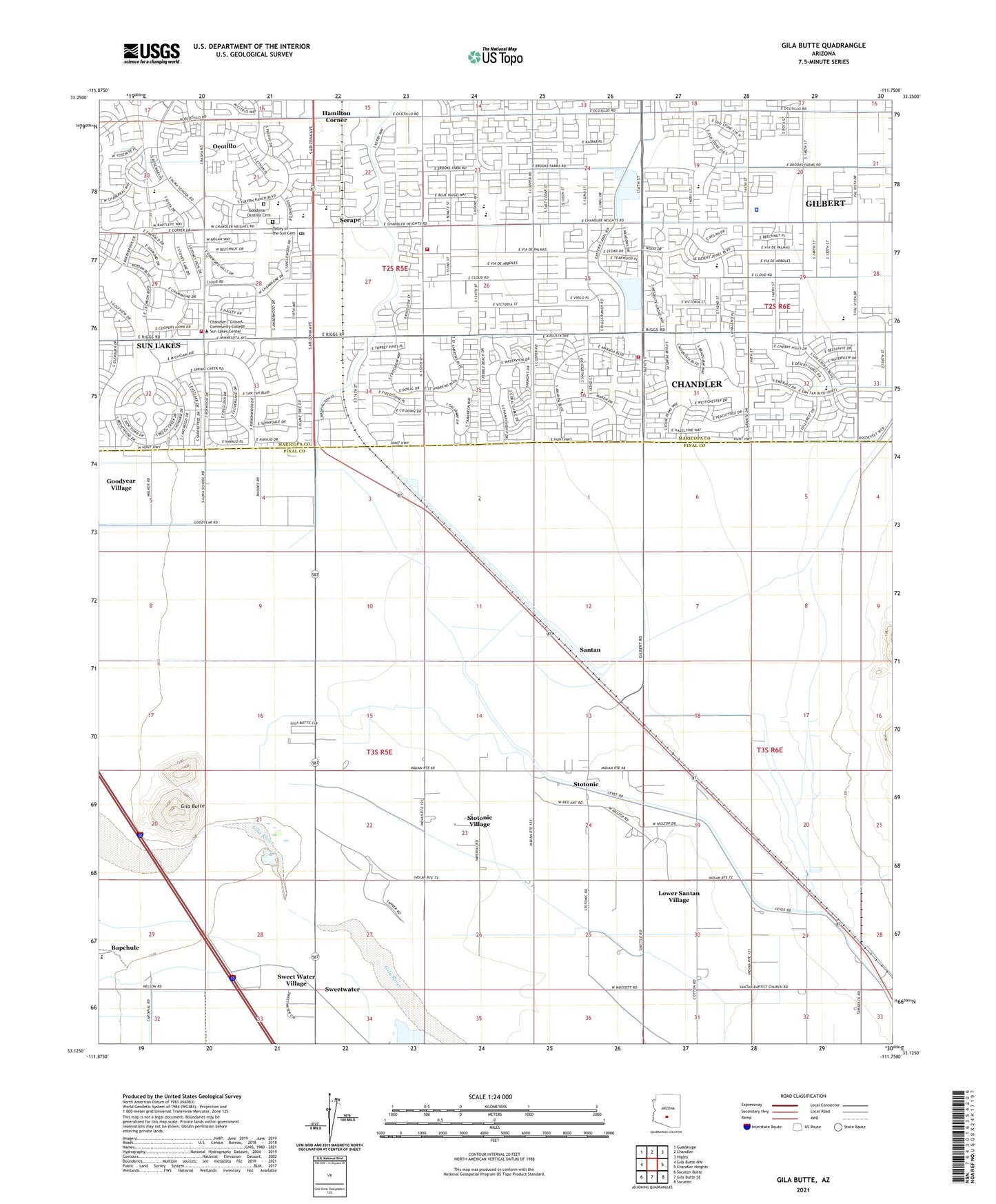 Gila Butte Arizona US Topo Map Image