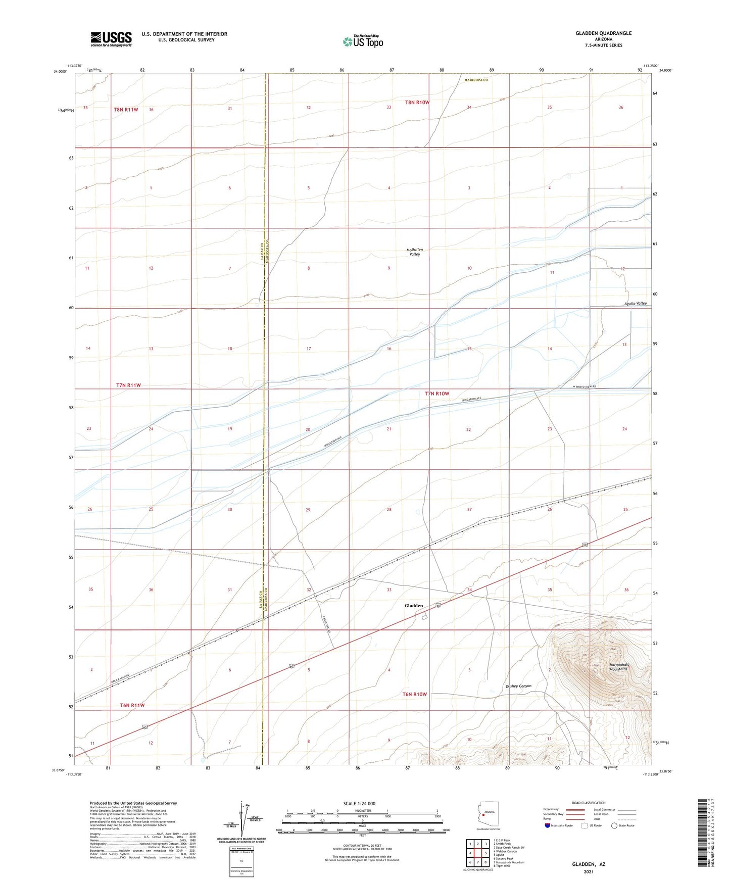 Gladden Arizona US Topo Map Image