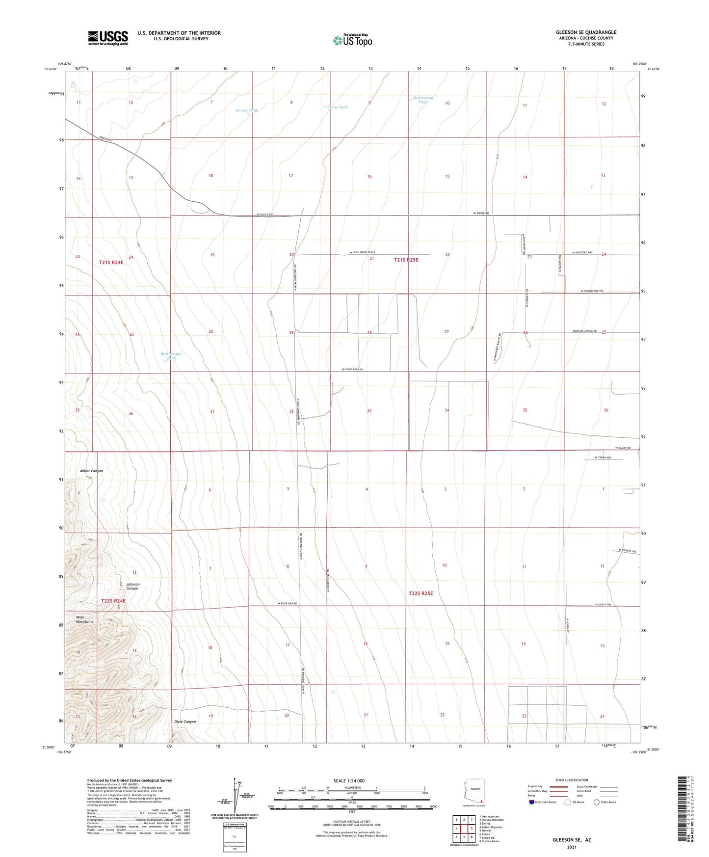 Gleeson SE Arizona US Topo Map Image