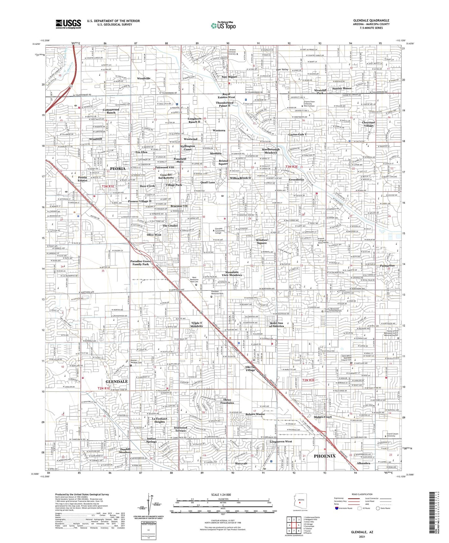 Glendale Arizona US Topo Map Image