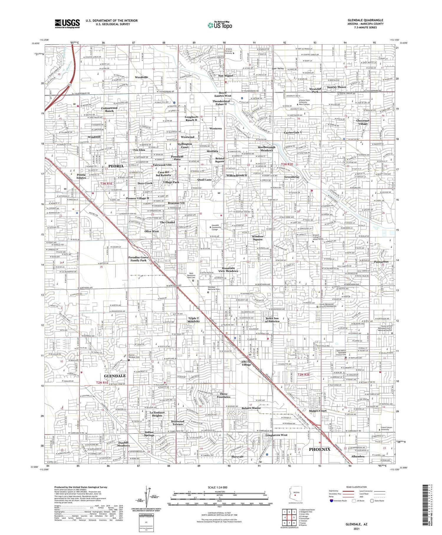 Glendale Arizona US Topo Map Image