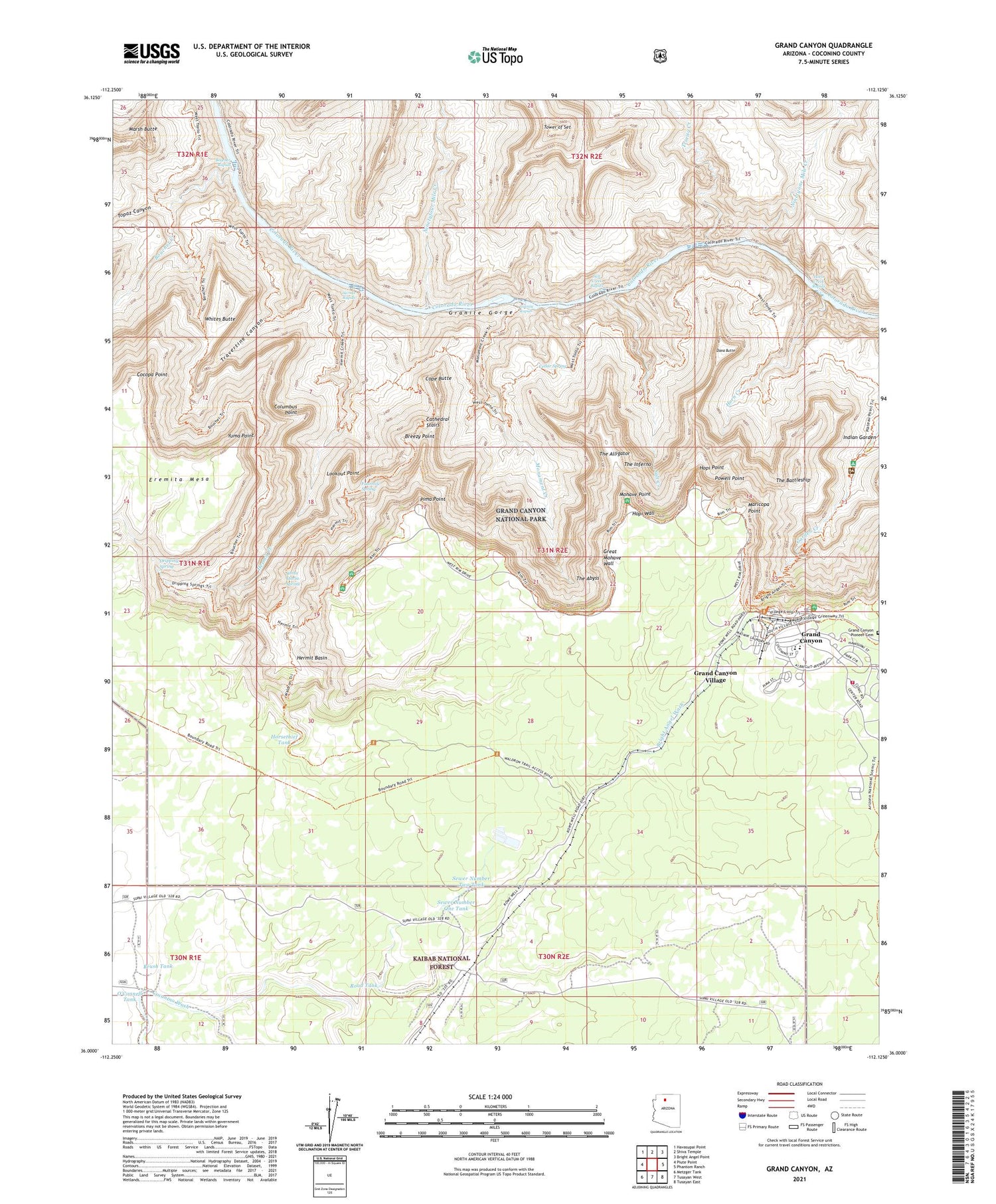 Grand Canyon Arizona US Topo Map Image
