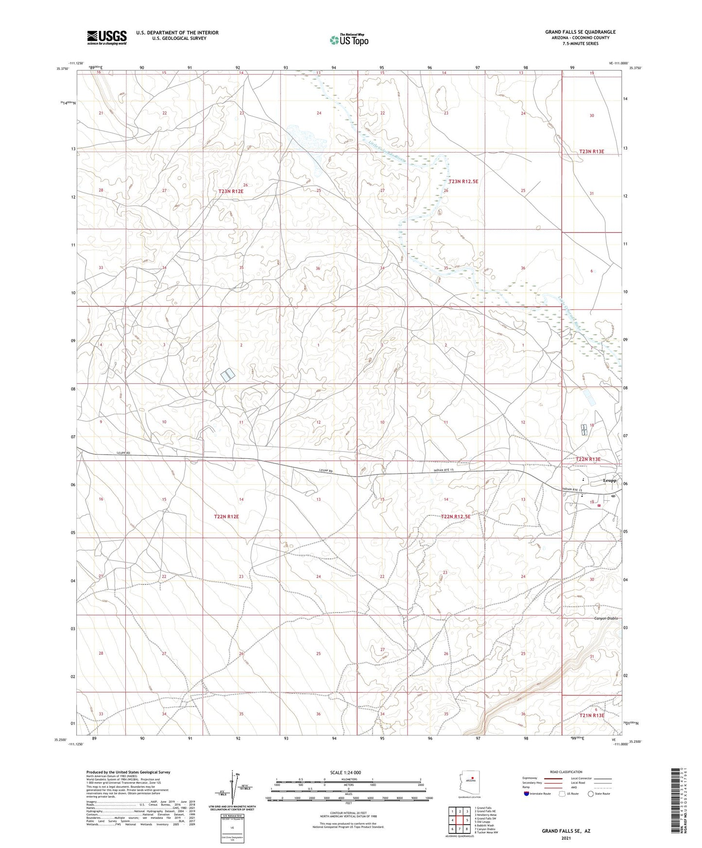 Grand Falls SE Arizona US Topo Map Image
