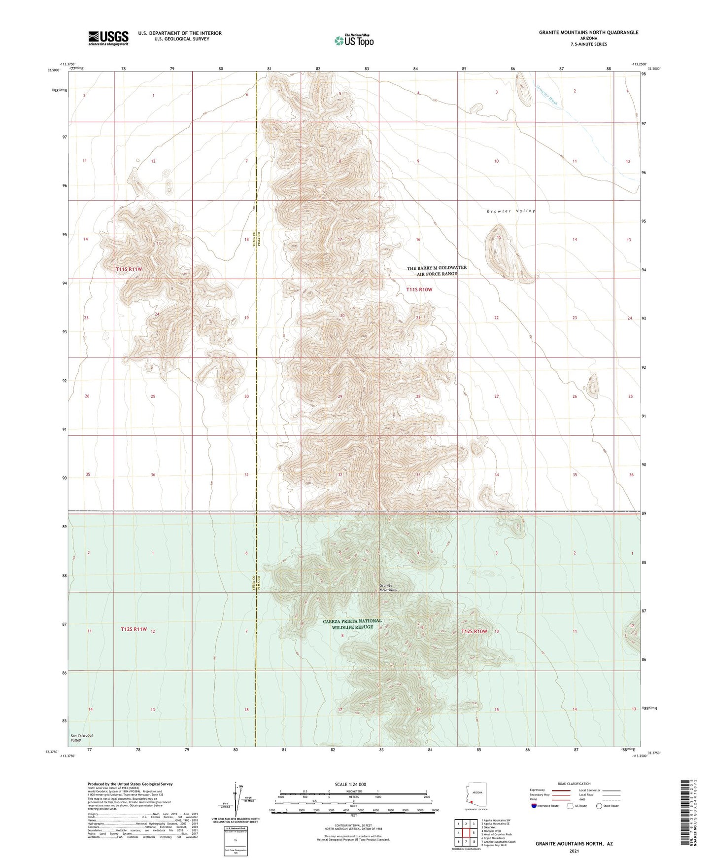 Granite Mountains North Arizona US Topo Map Image