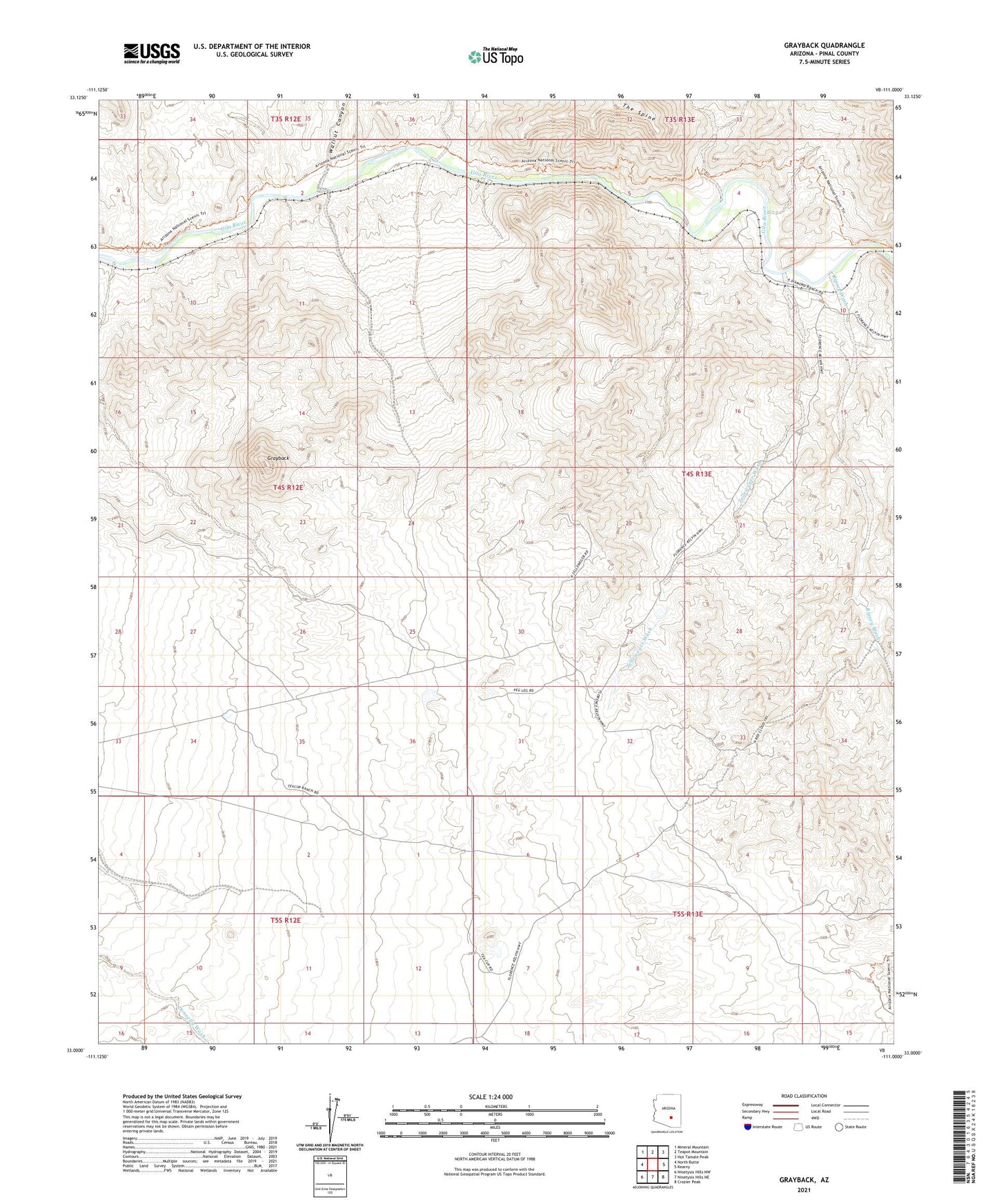 Grayback Arizona US Topo Map Image