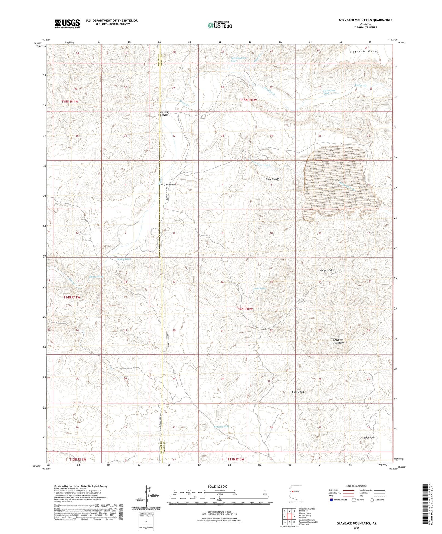 Grayback Mountains Arizona US Topo Map Image
