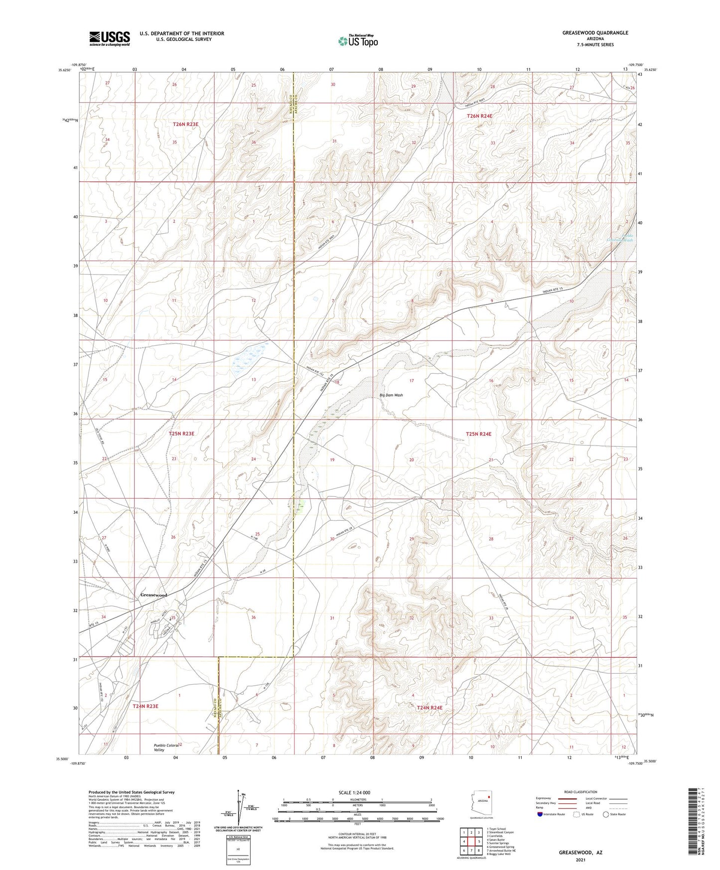 Greasewood Arizona US Topo Map Image
