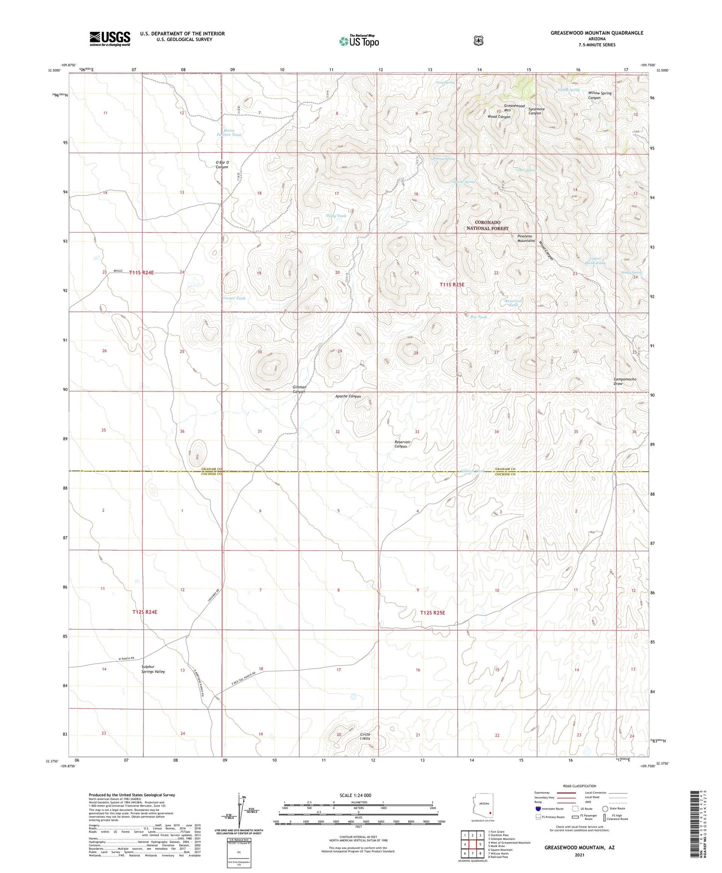 Greasewood Mountain Arizona US Topo Map Image