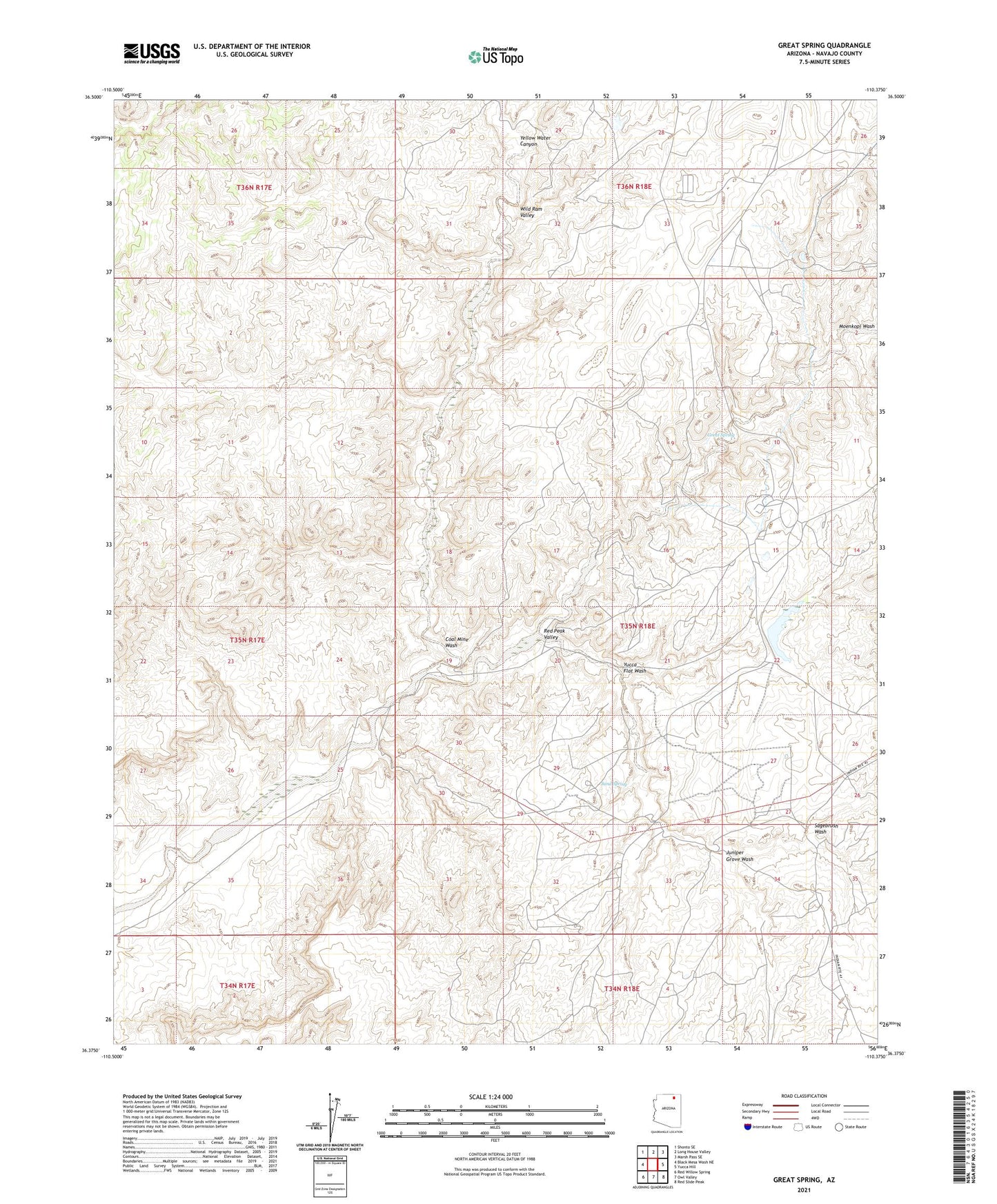 Great Spring Arizona US Topo Map Image