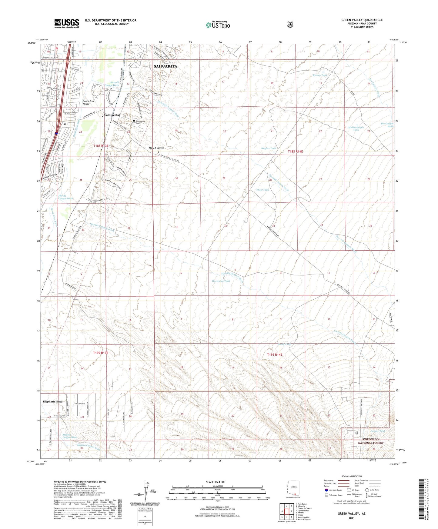Green Valley Arizona US Topo Map Image