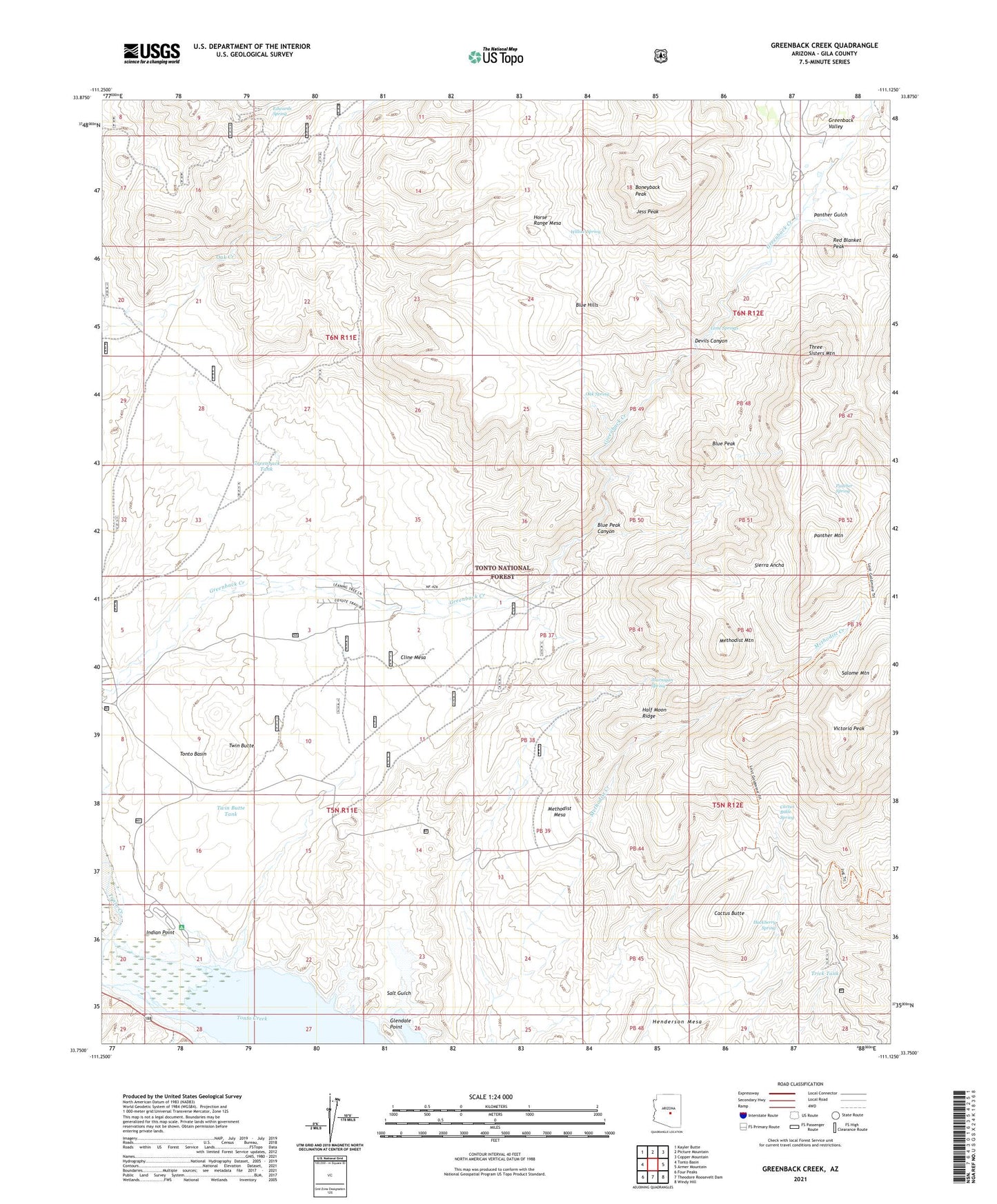 Greenback Creek Arizona US Topo Map Image