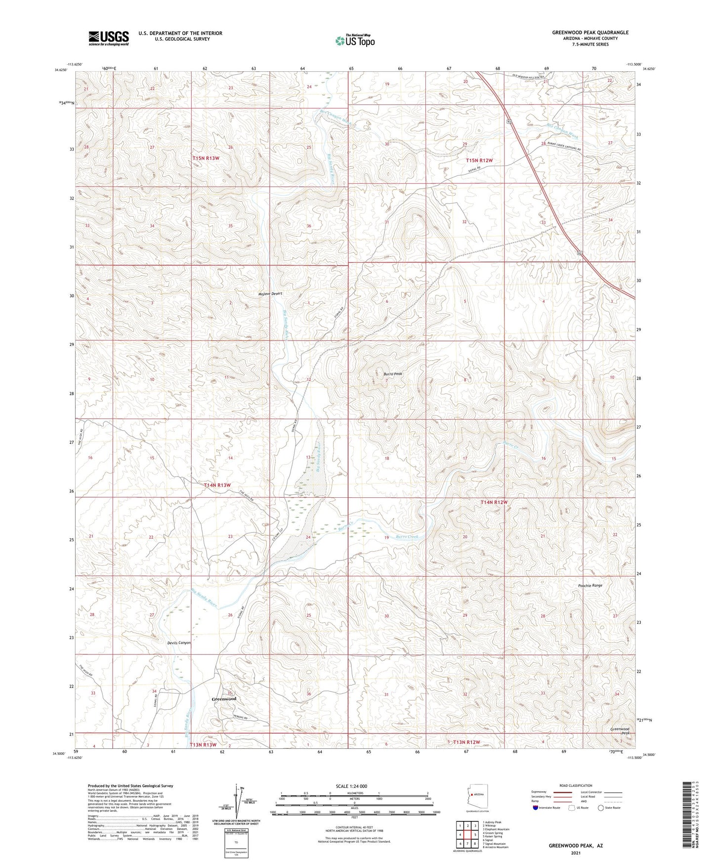 Greenwood Peak Arizona US Topo Map Image
