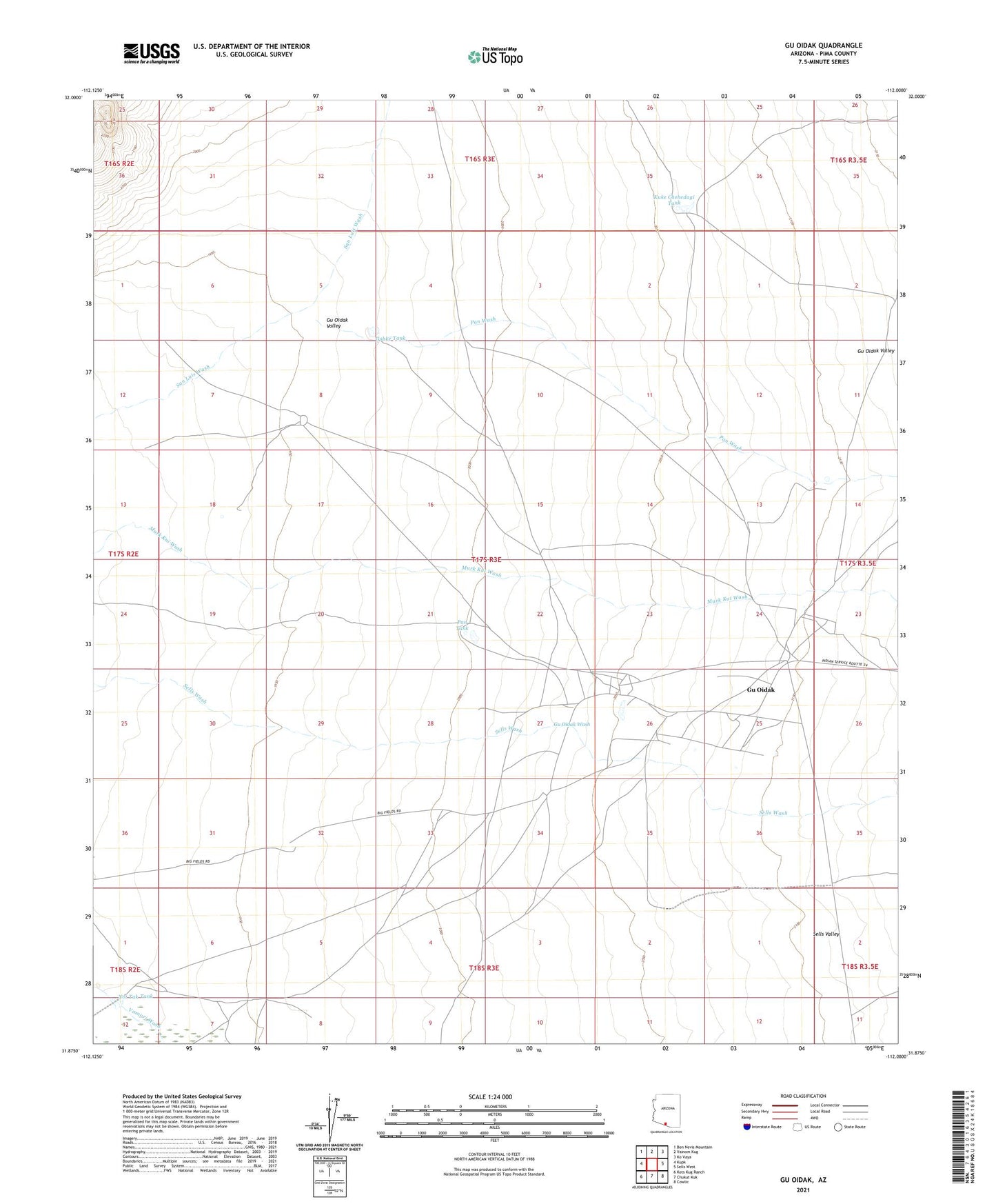 Gu Oidak Arizona US Topo Map Image