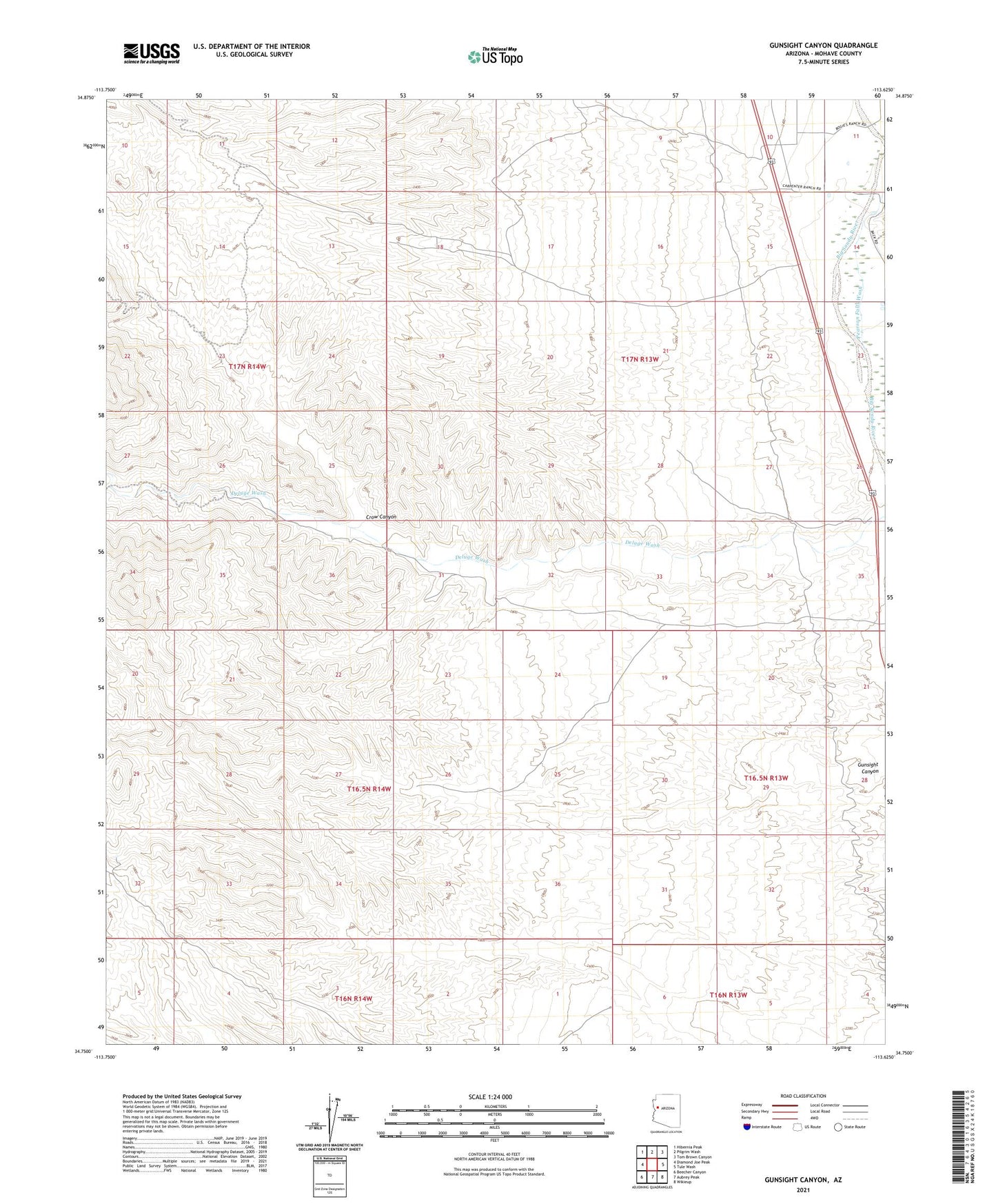 Gunsight Canyon Arizona US Topo Map Image