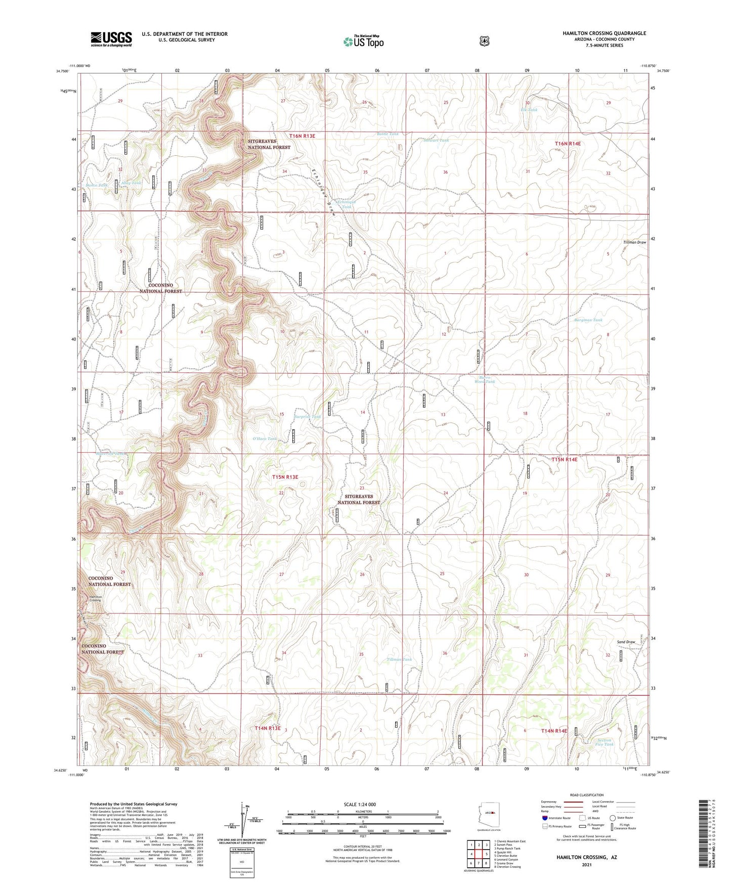 Hamilton Crossing Arizona US Topo Map Image
