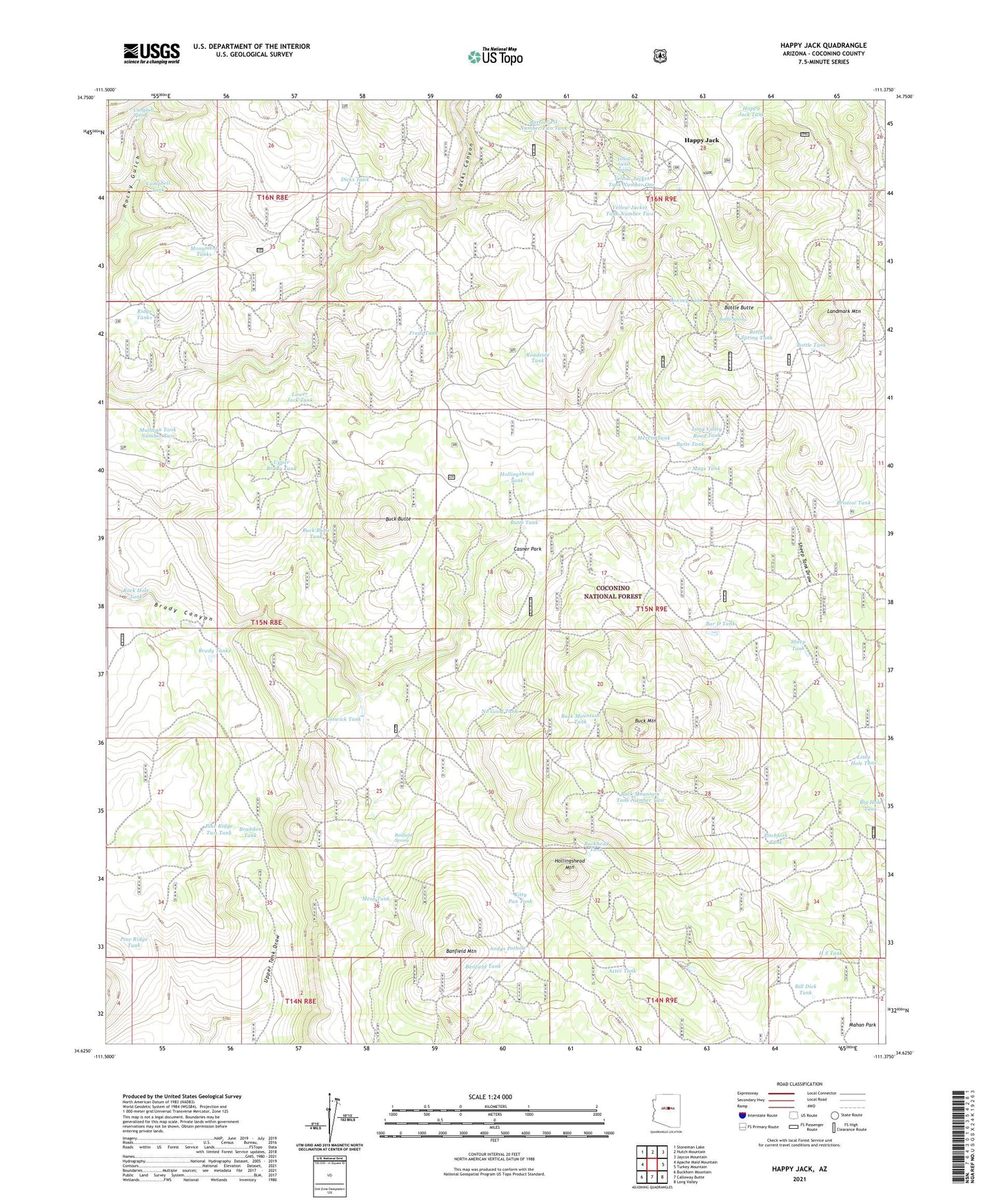 Happy Jack Arizona US Topo Map Image