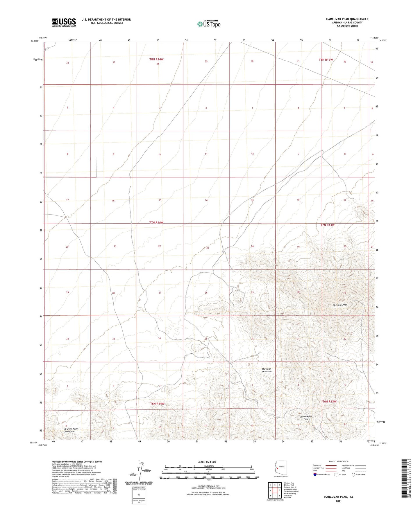 Harcuvar Peak Arizona US Topo Map Image