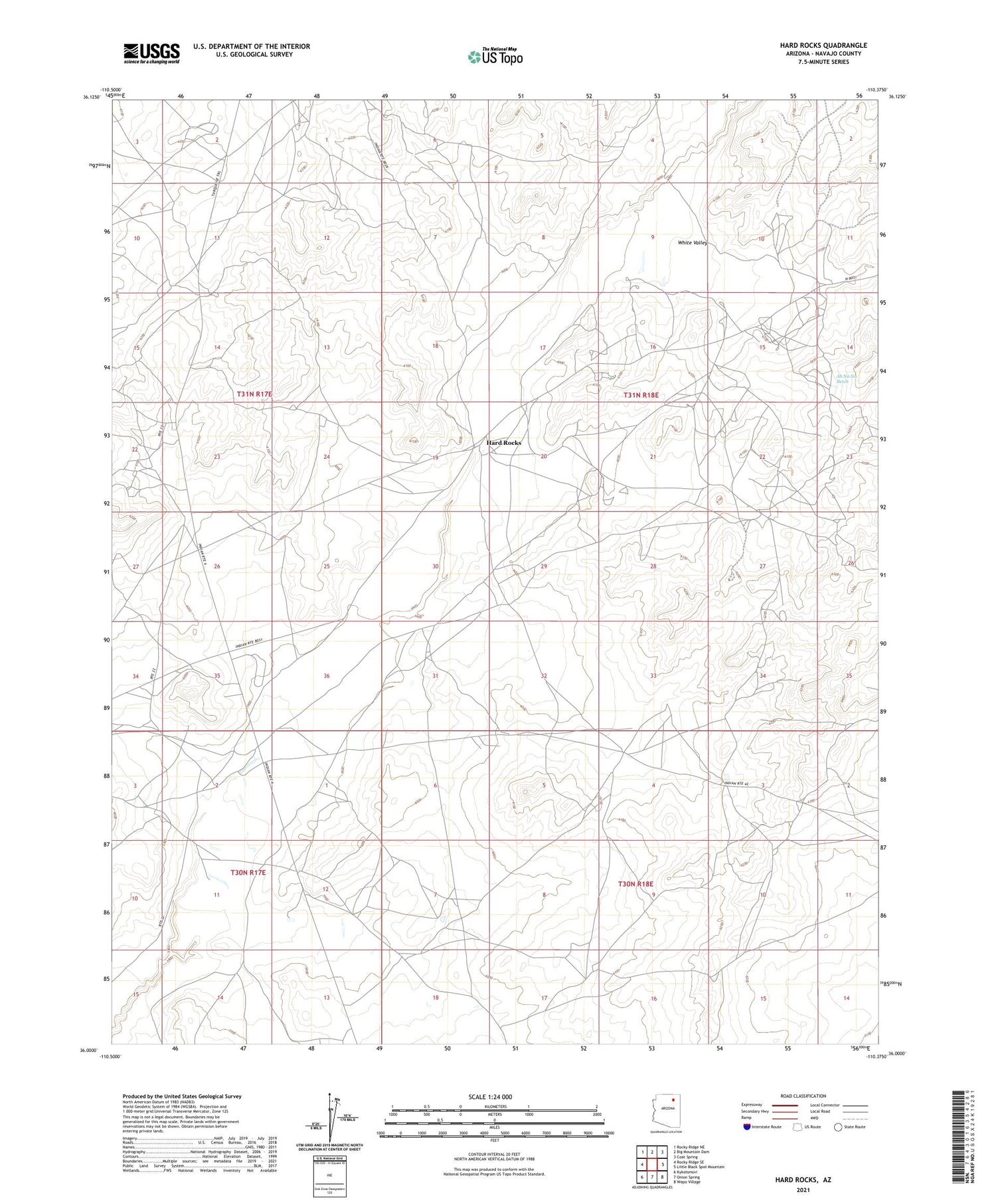 Hard Rocks Arizona US Topo Map Image