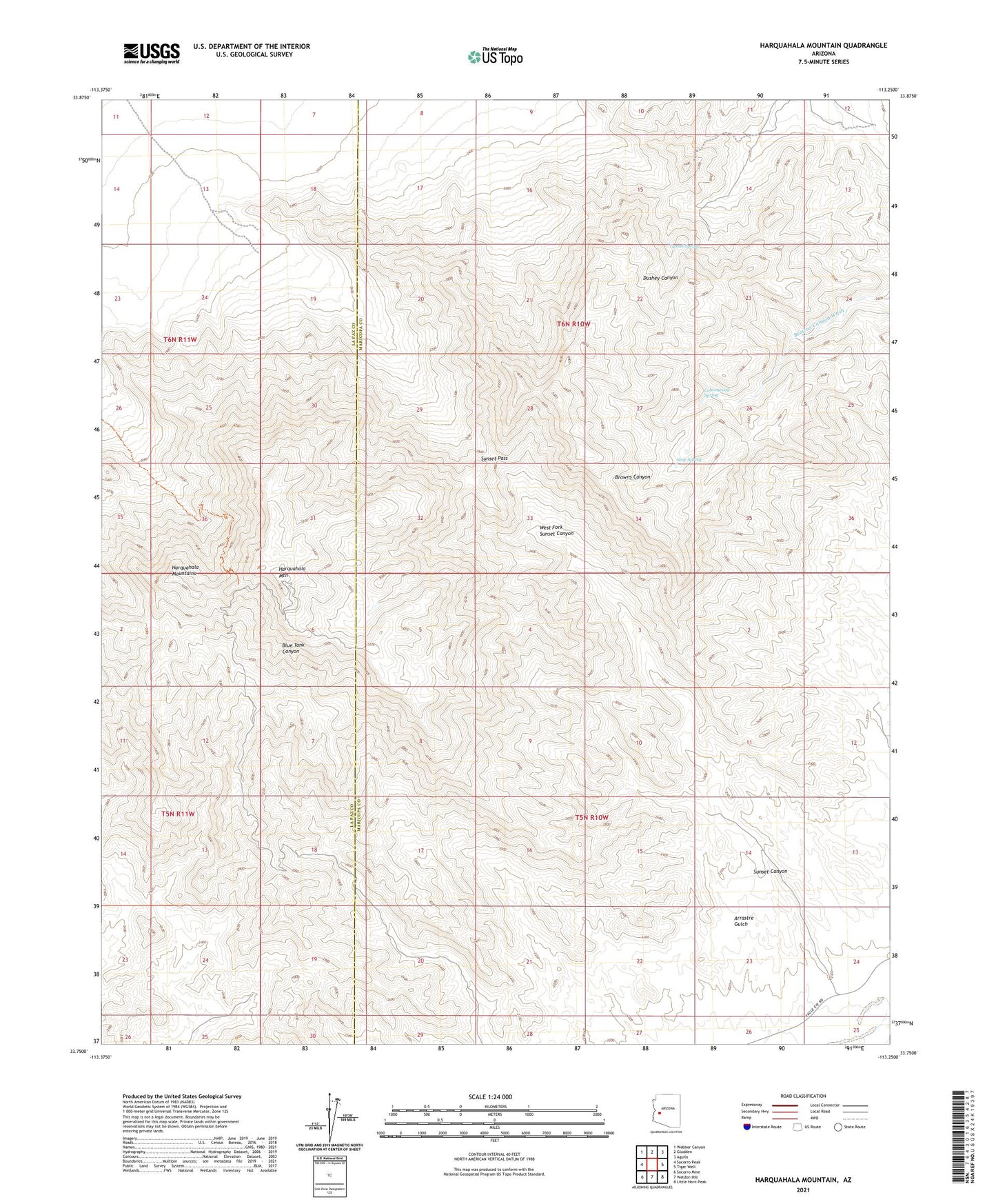 Harquahala Mountain Arizona US Topo Map Image