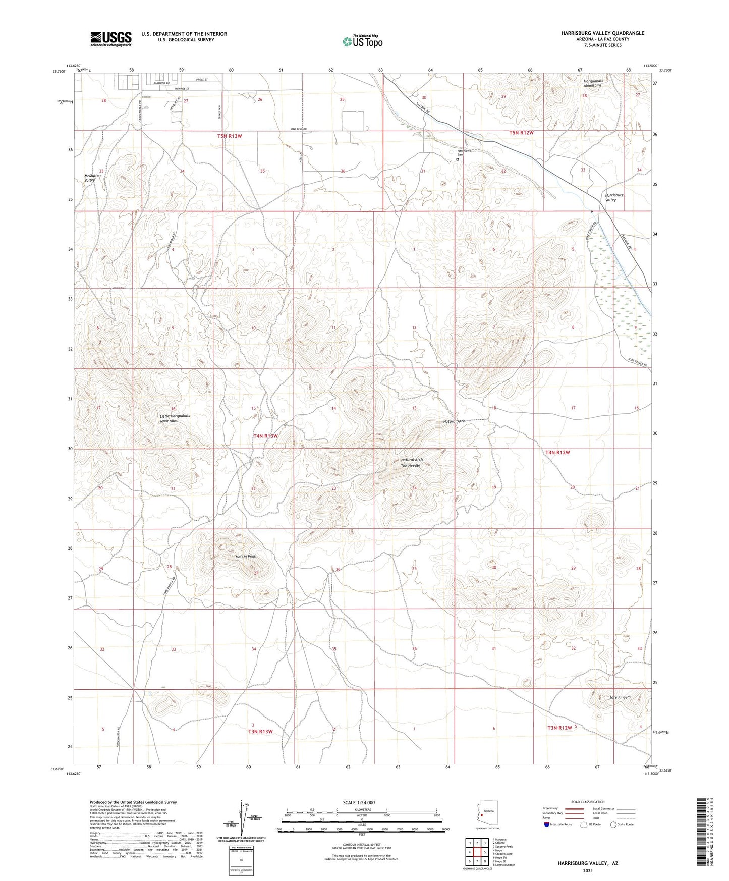 Harrisburg Valley Arizona US Topo Map Image