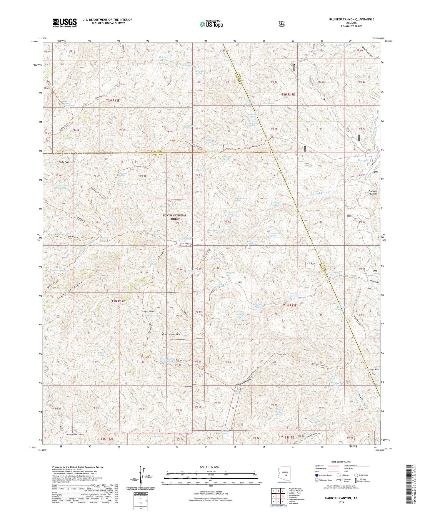 Haunted Canyon Arizona US Topo Map Image