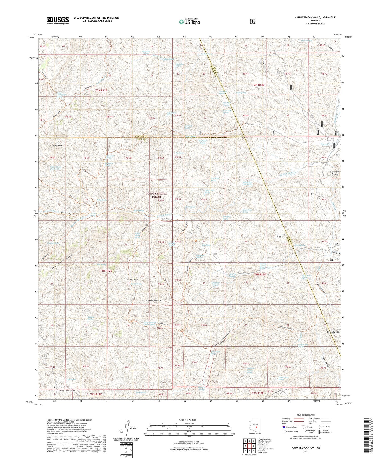 Haunted Canyon Arizona US Topo Map Image