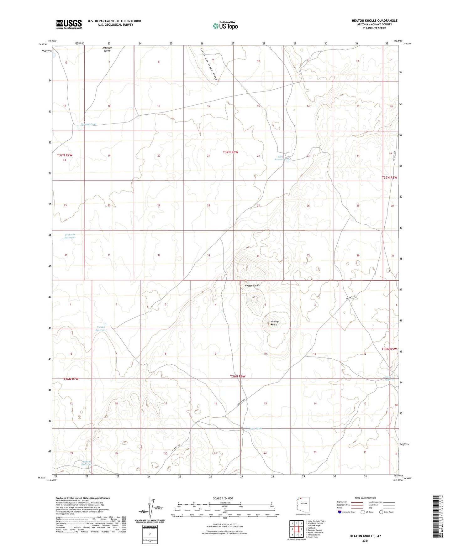 Heaton Knolls Arizona US Topo Map Image