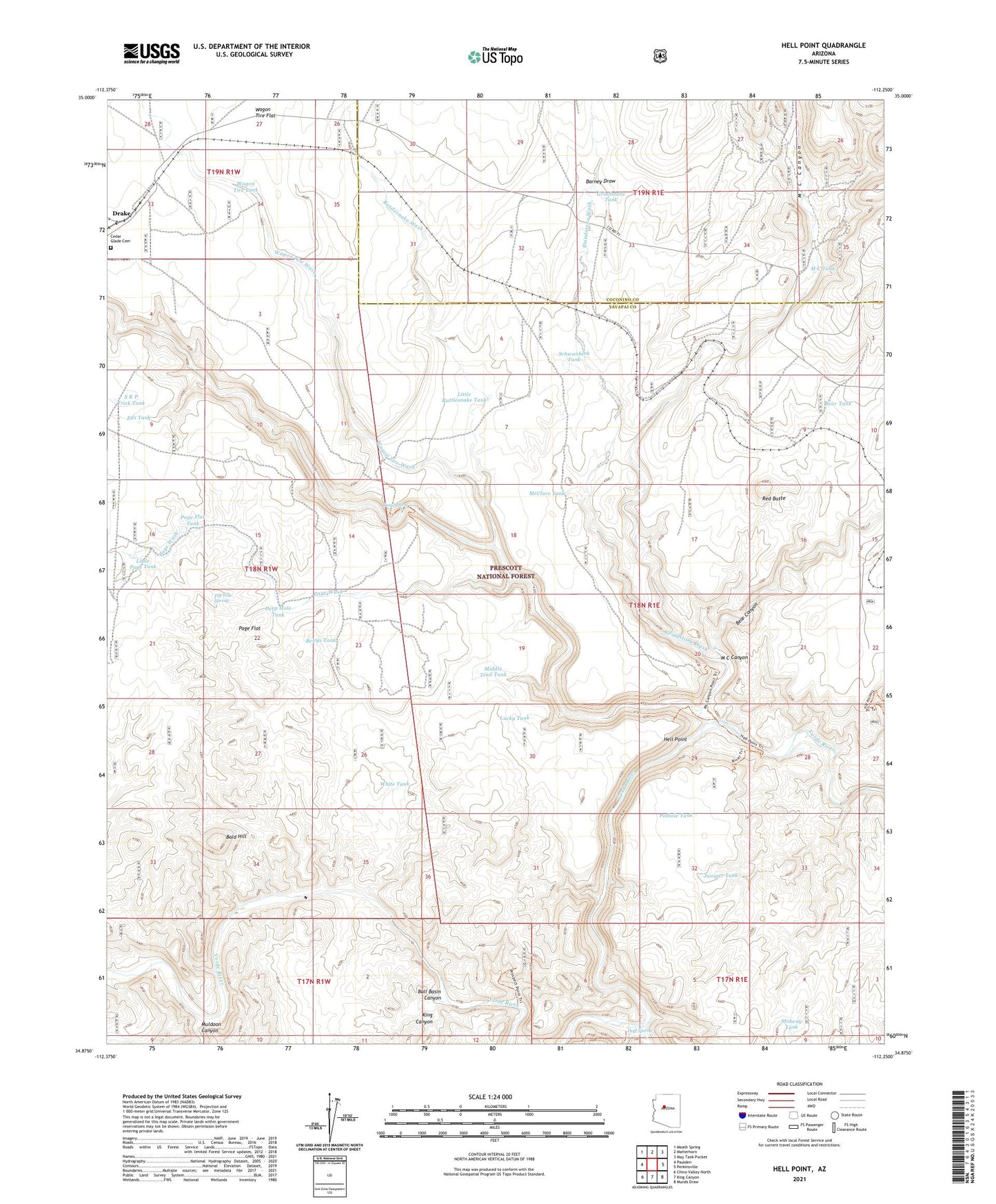 Hell Point Arizona US Topo Map Image