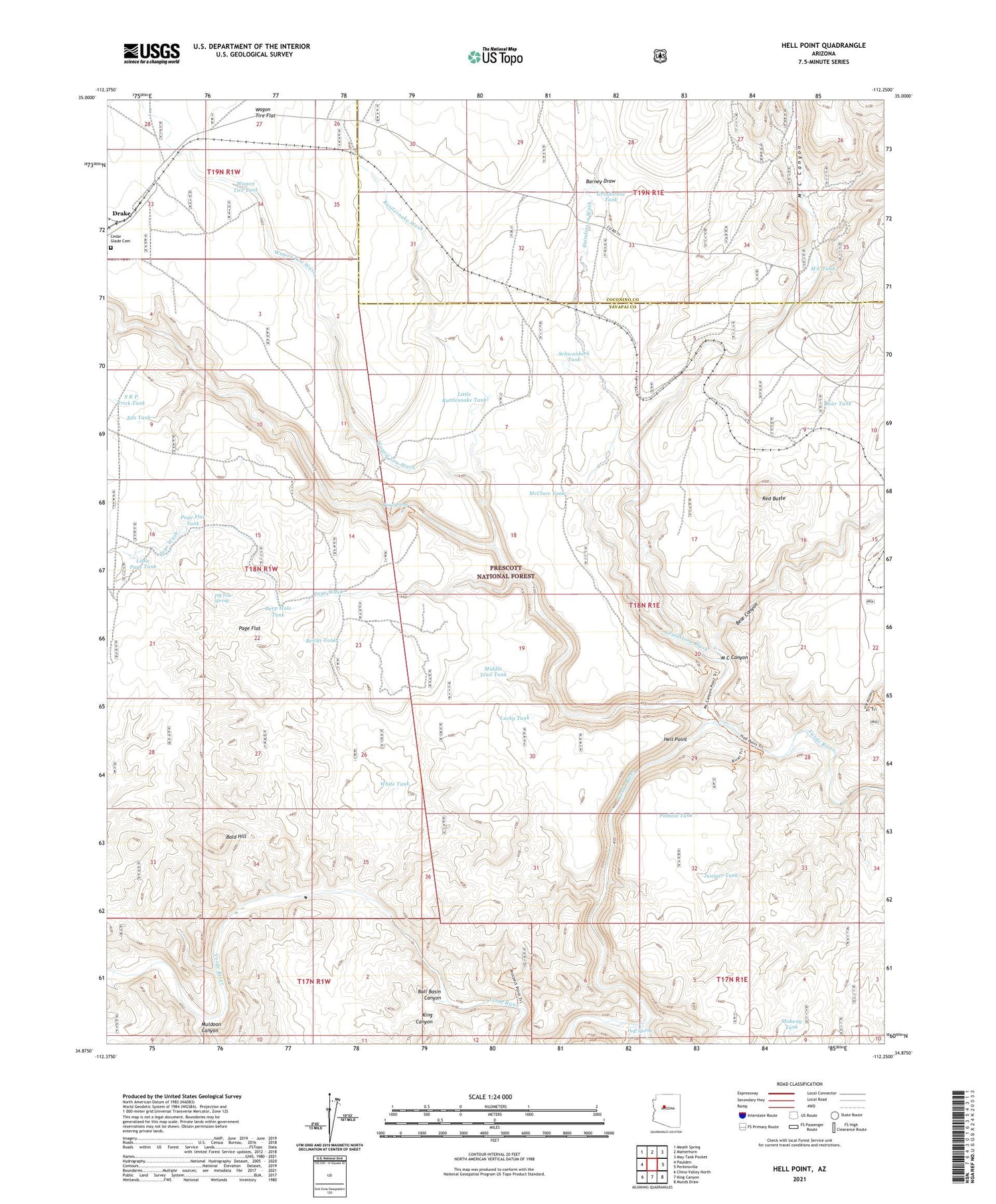 Hell Point Arizona US Topo Map Image
