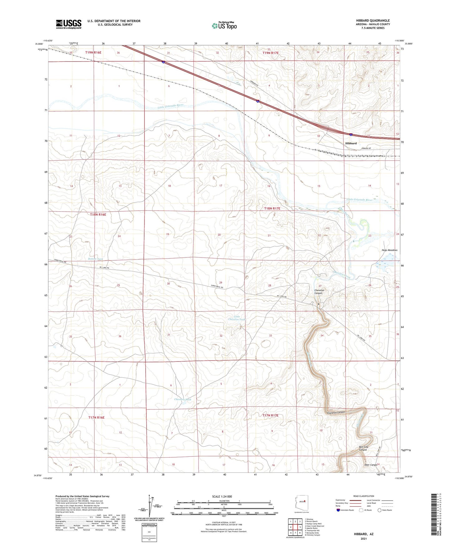 Hibbard Arizona US Topo Map Image