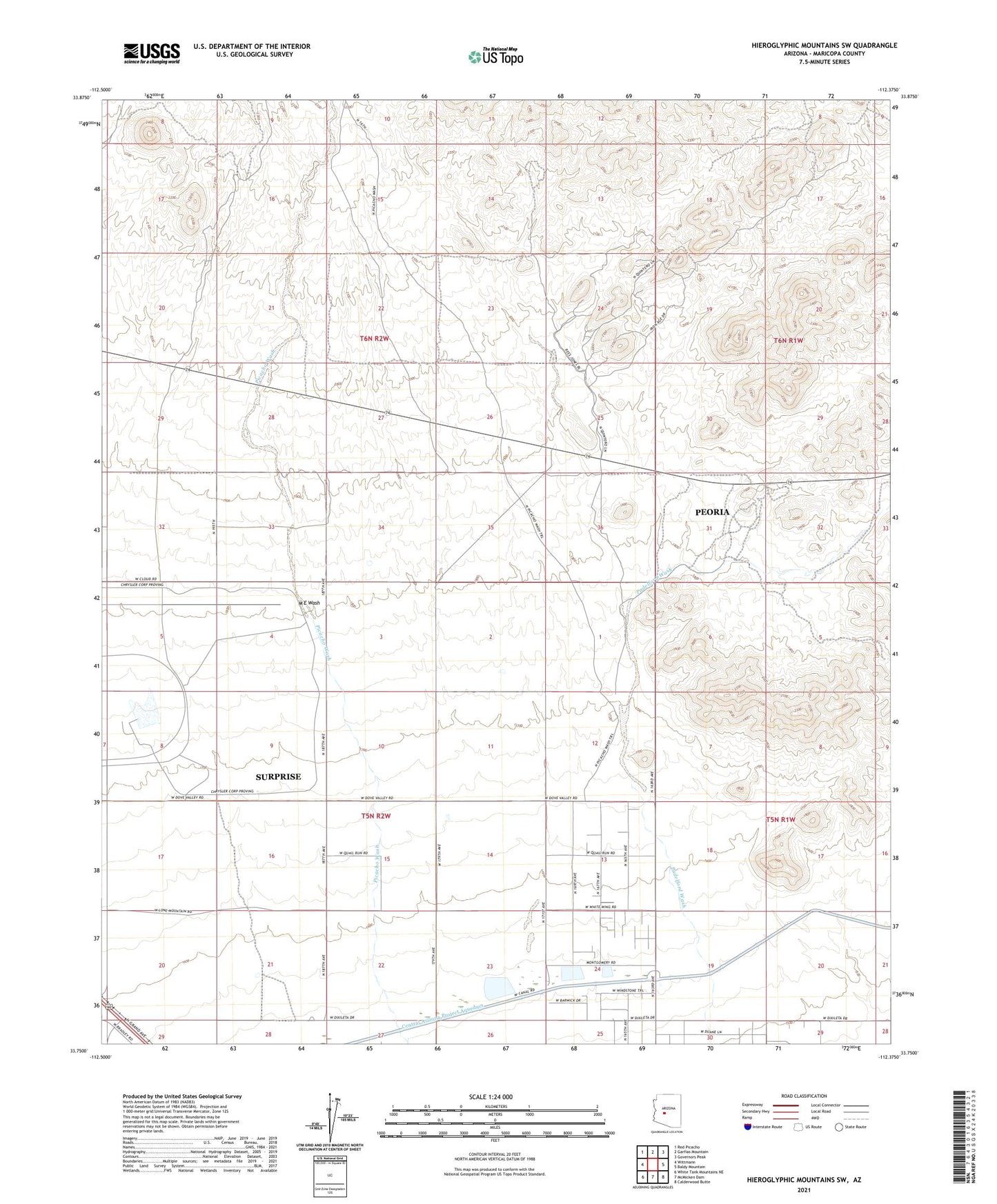 Hieroglyphic Mountains SW Arizona US Topo Map Image