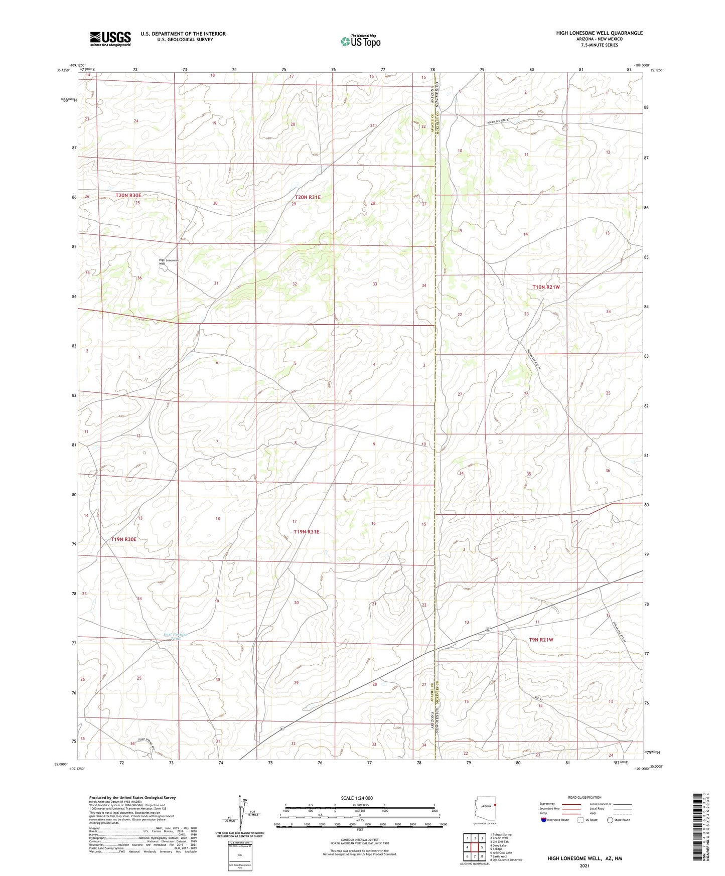 High Lonesome Well Arizona US Topo Map Image