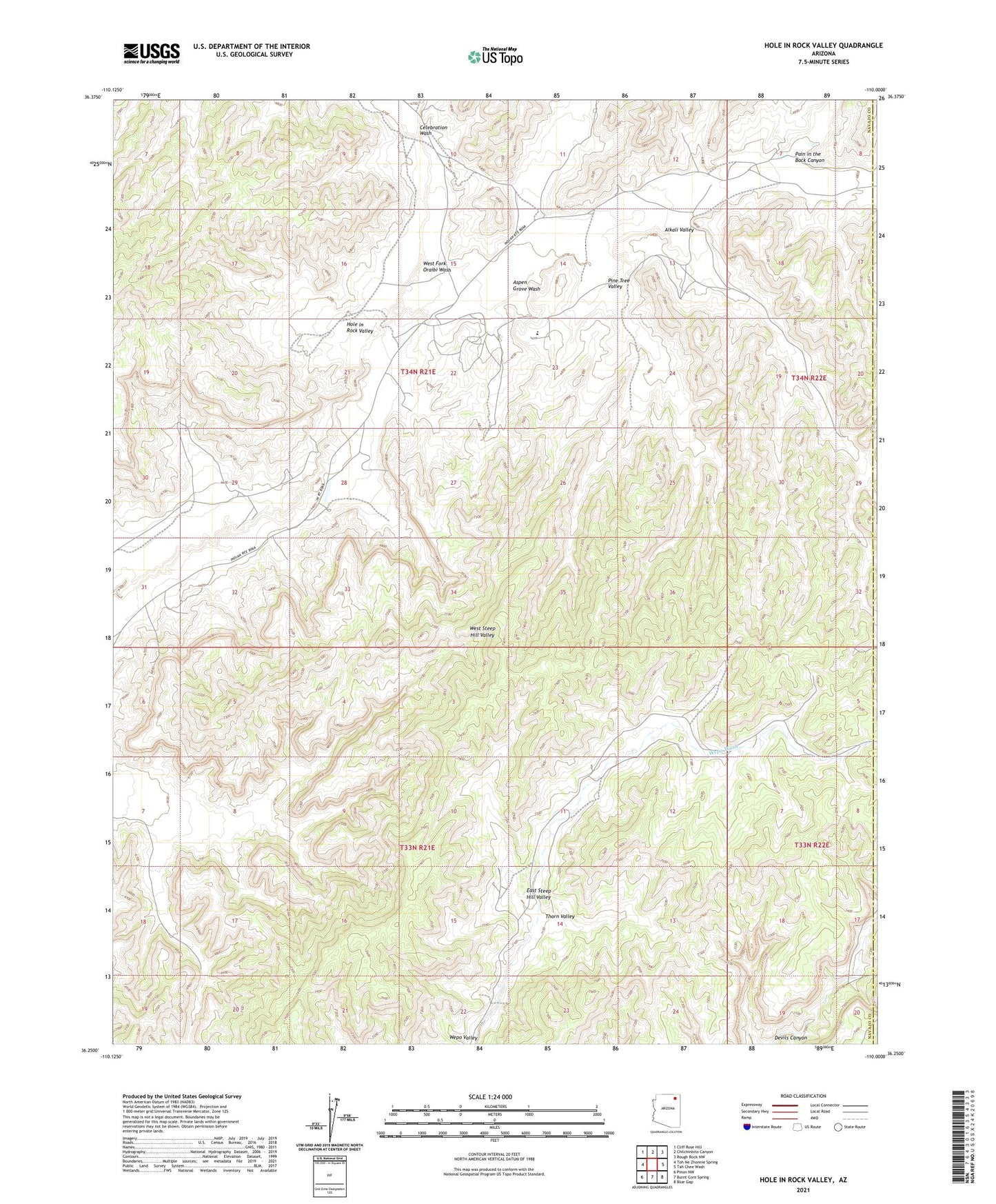 Hole In Rock Valley Arizona US Topo Map Image