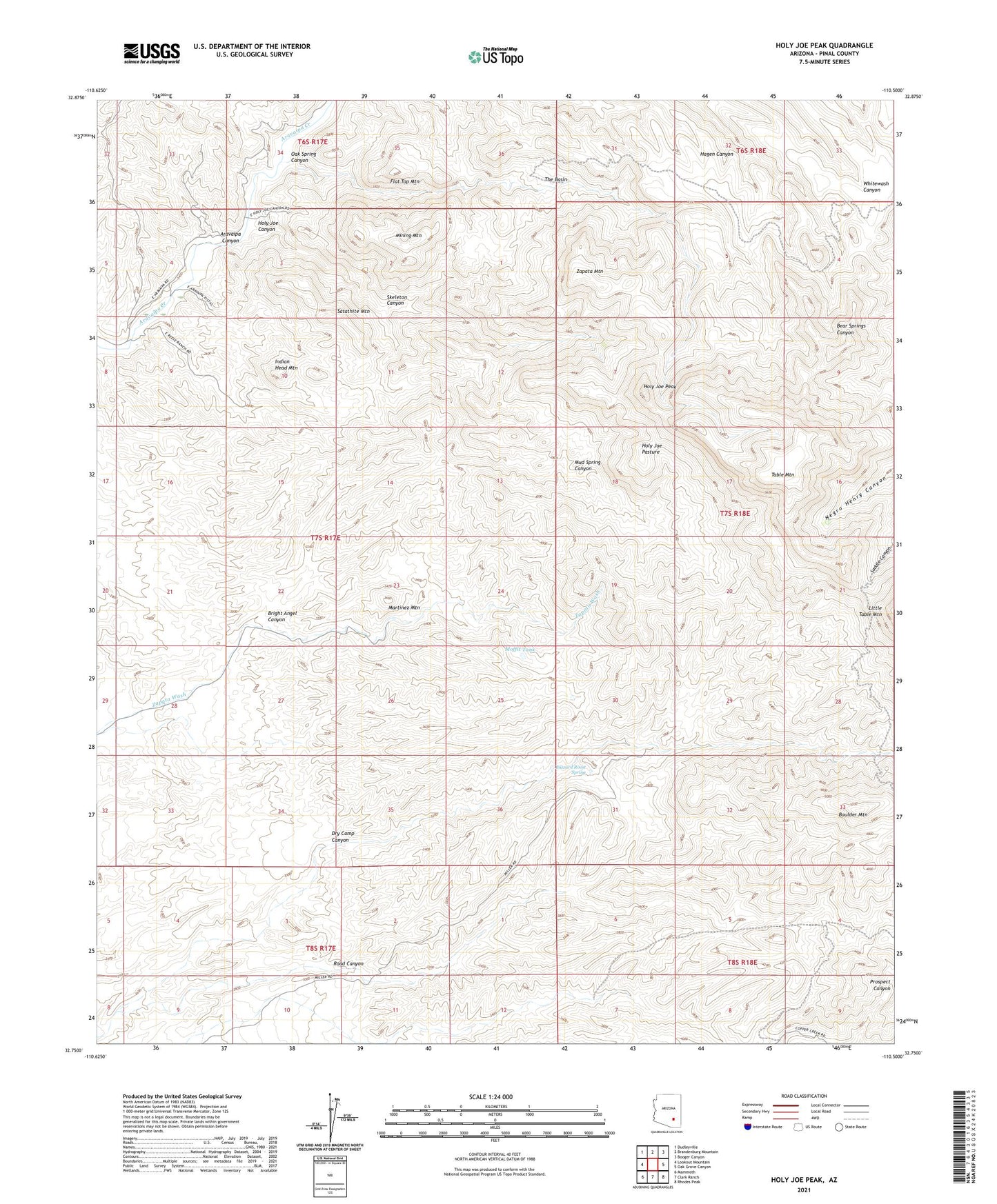Holy Joe Peak Arizona US Topo Map Image
