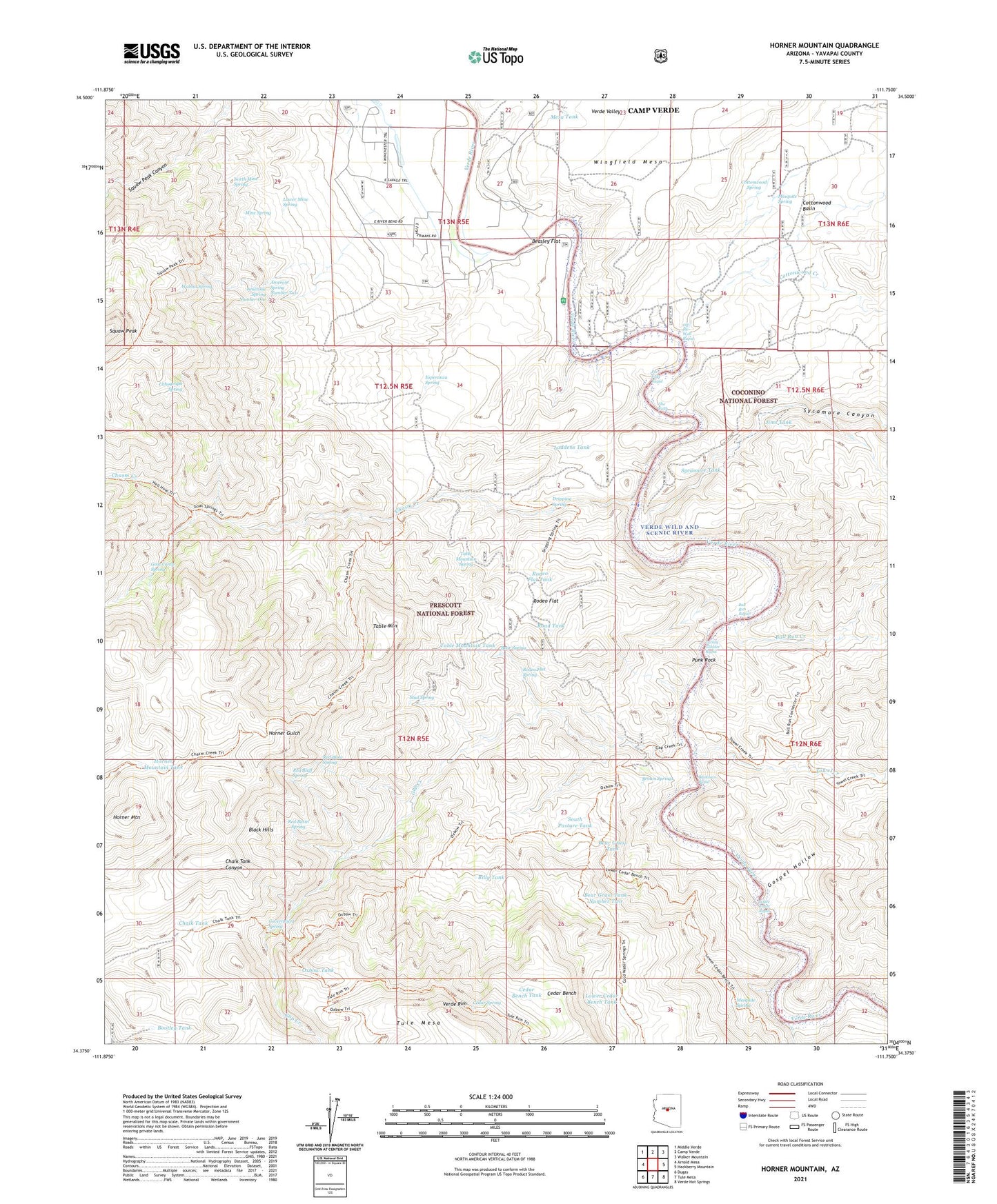 Horner Mountain Arizona US Topo Map Image
