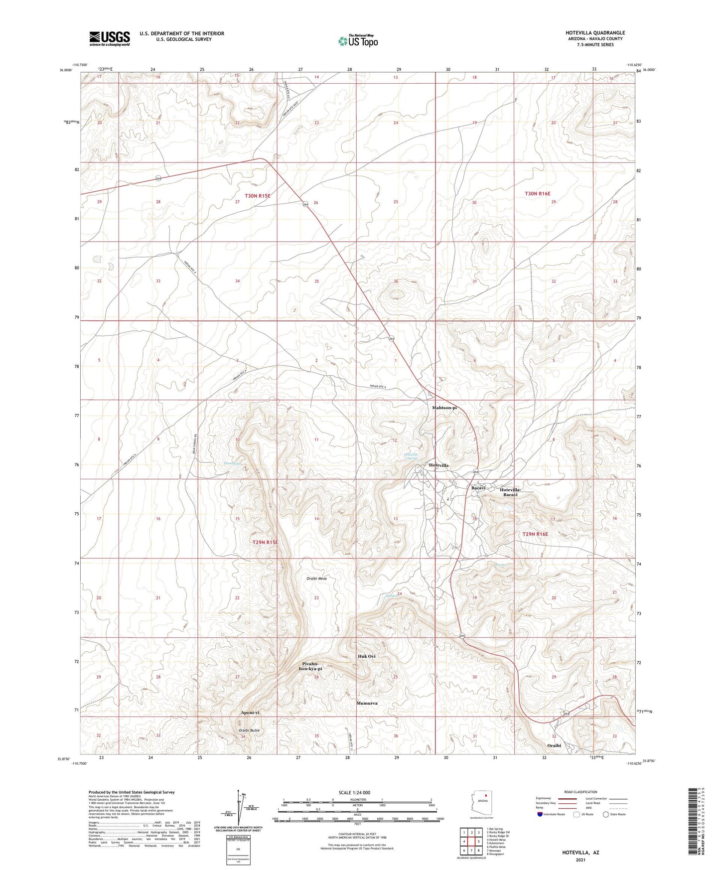 Hotevilla Arizona US Topo Map Image