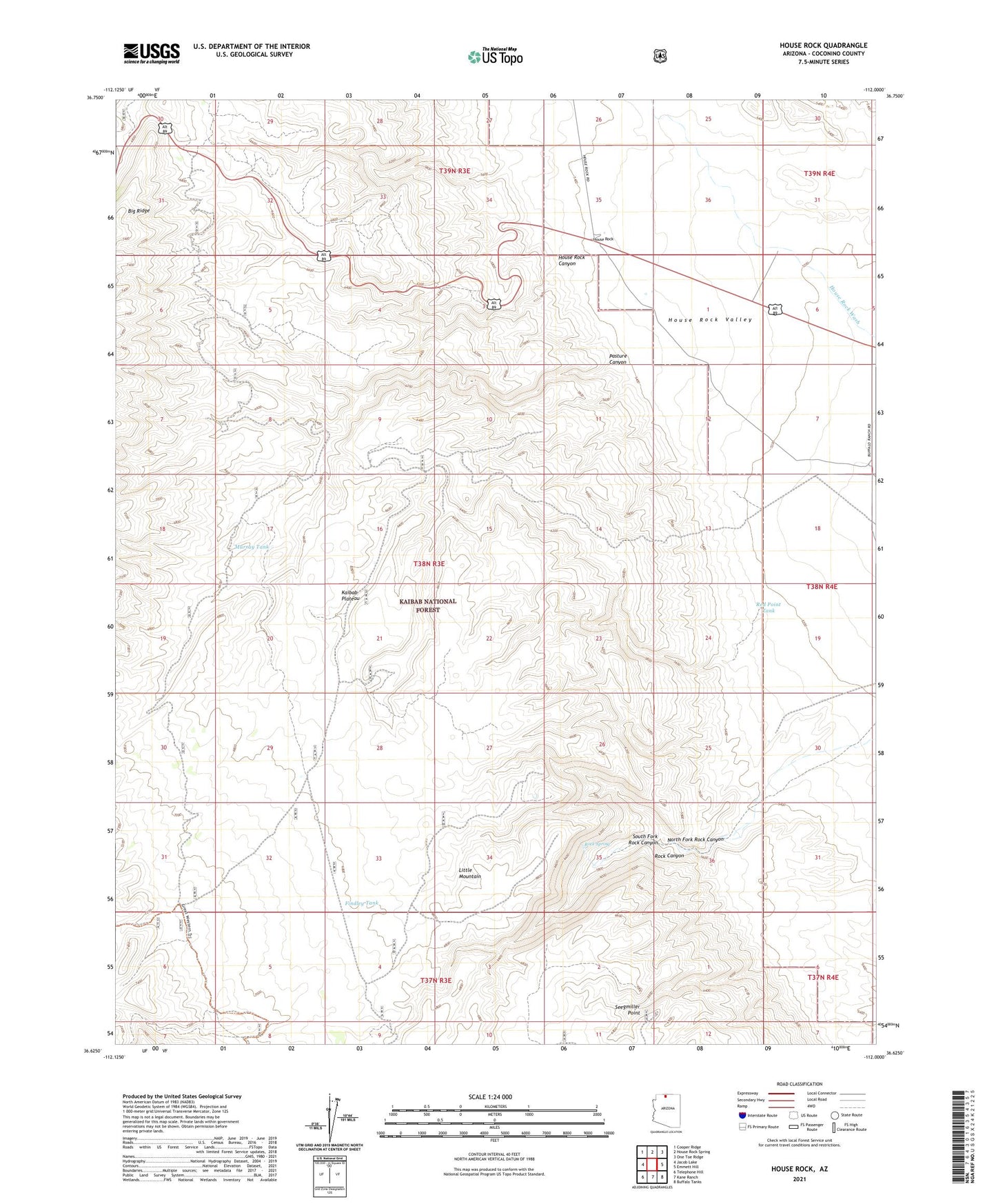 House Rock Arizona US Topo Map Image