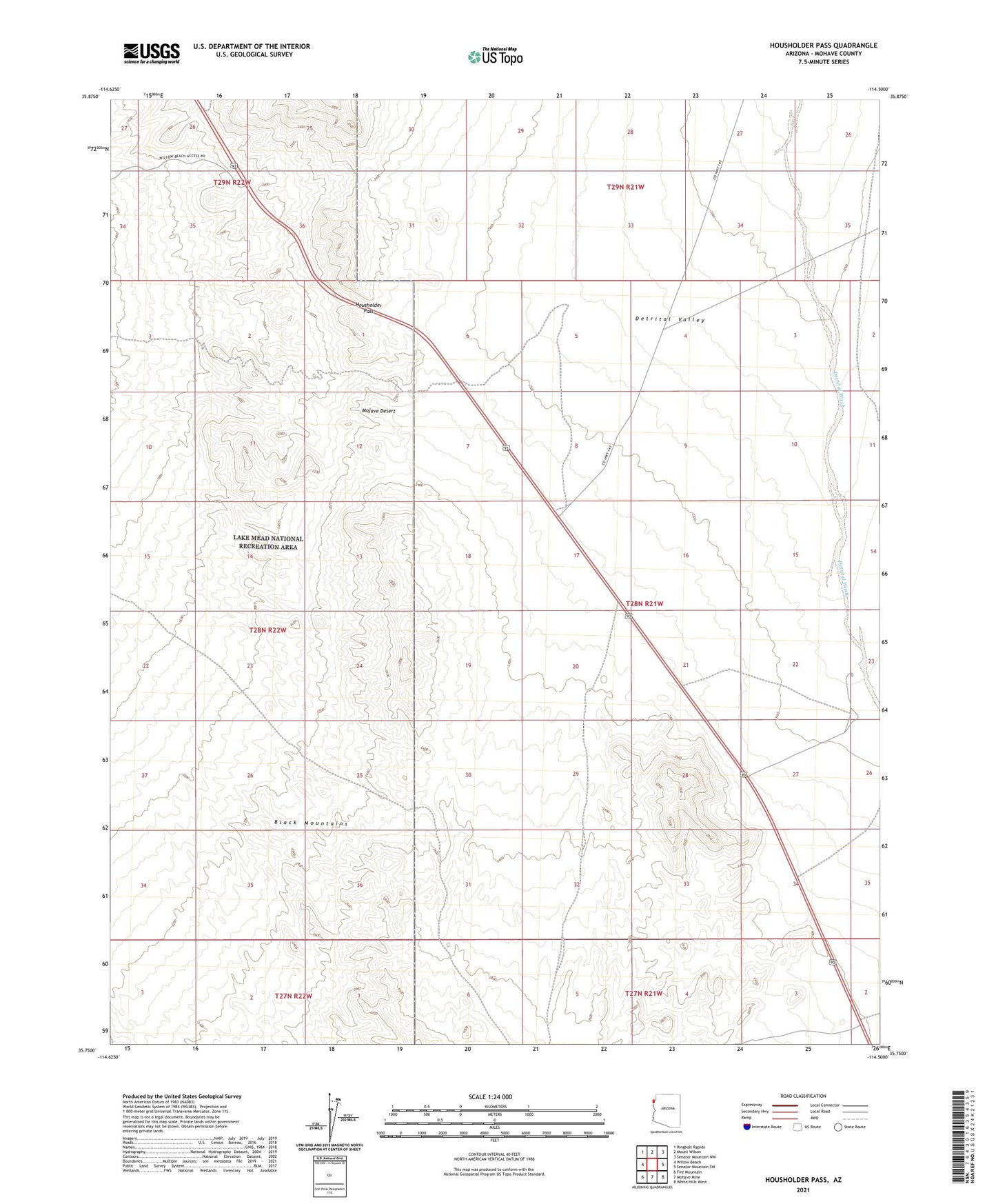 Housholder Pass Arizona US Topo Map Image