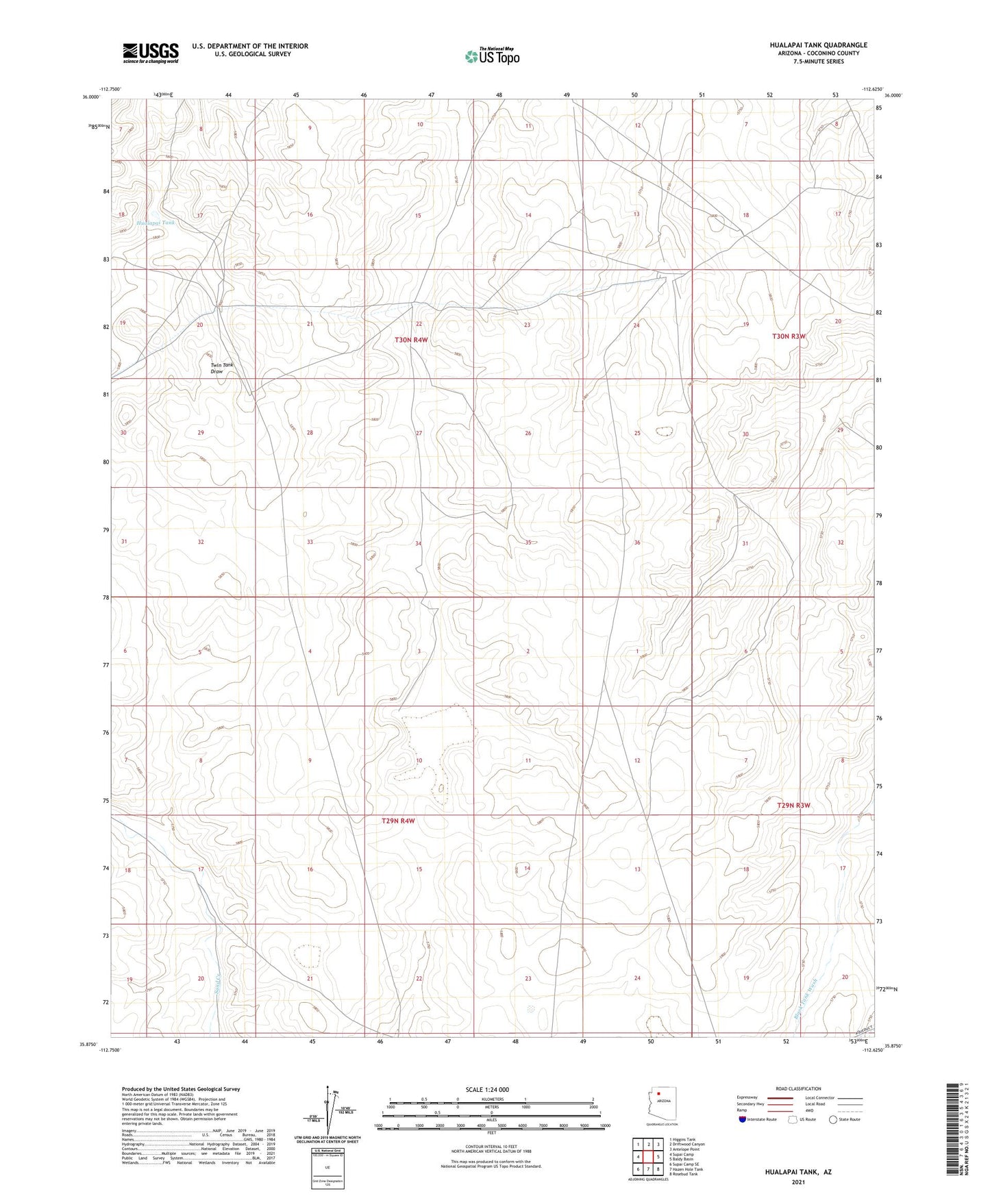 Hualapai Tank Arizona US Topo Map Image