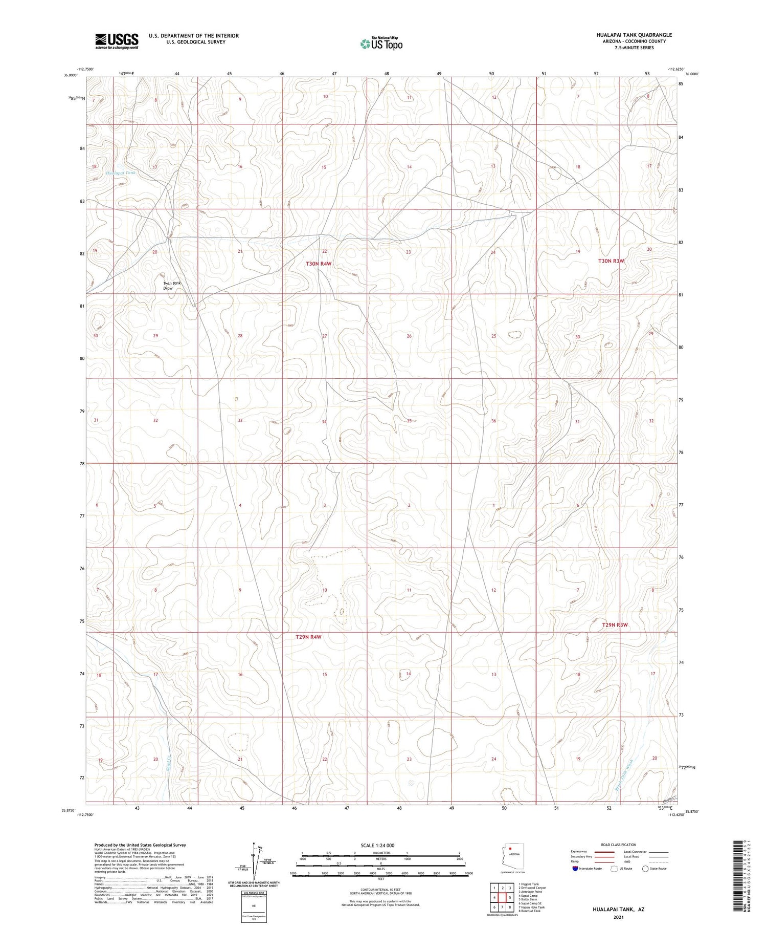 Hualapai Tank Arizona US Topo Map Image
