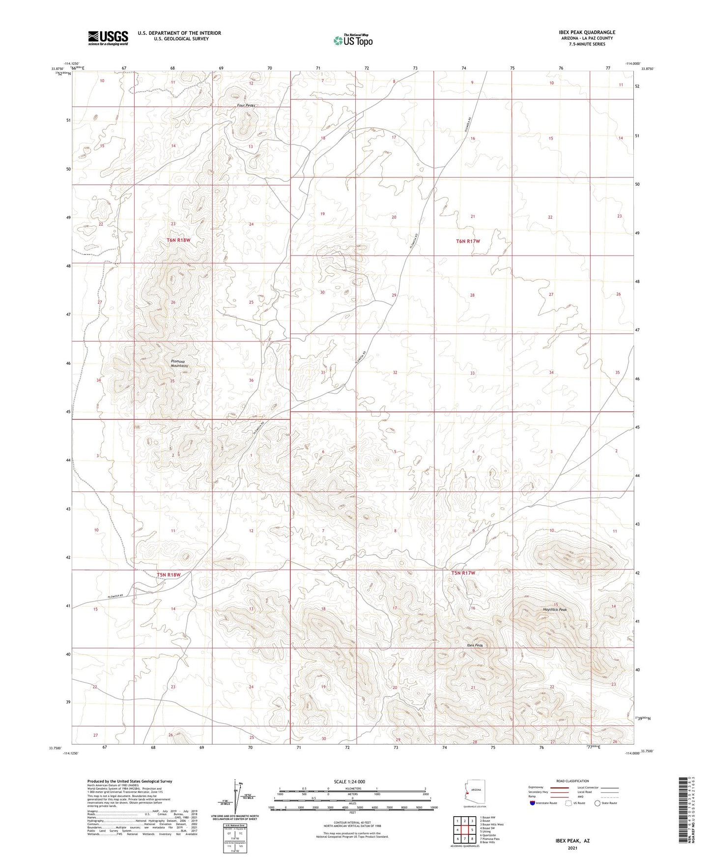 Ibex Peak Arizona US Topo Map Image