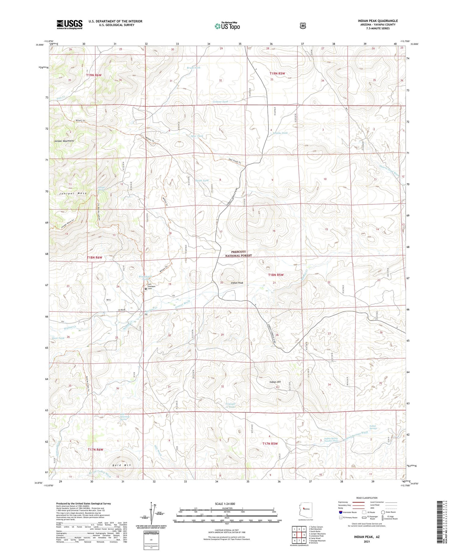 Indian Peak Arizona US Topo Map Image