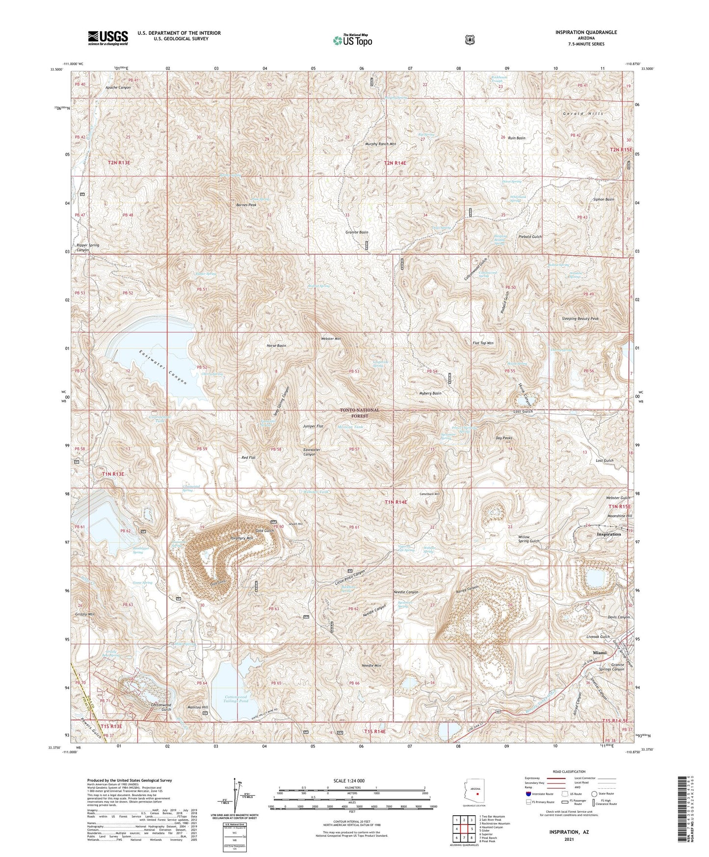 Inspiration Arizona US Topo Map Image