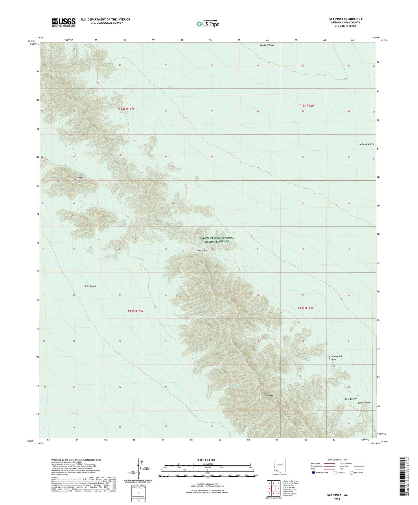 Isla Pinta Arizona US Topo Map Image