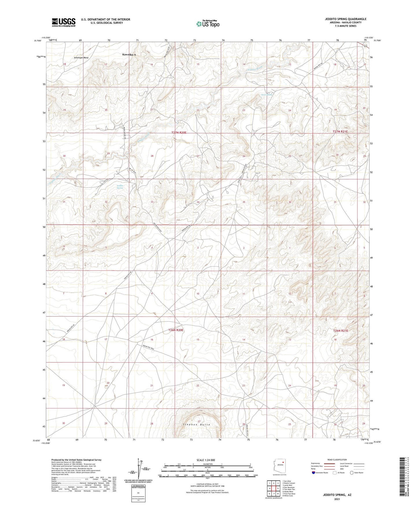 Jeddito Spring Arizona US Topo Map Image