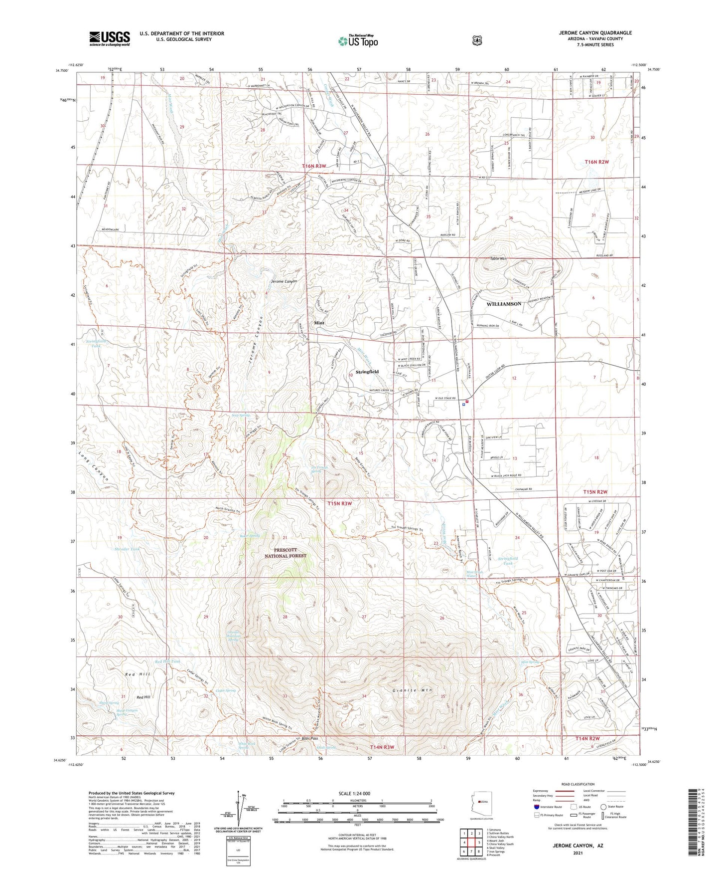 Jerome Canyon Arizona US Topo Map Image