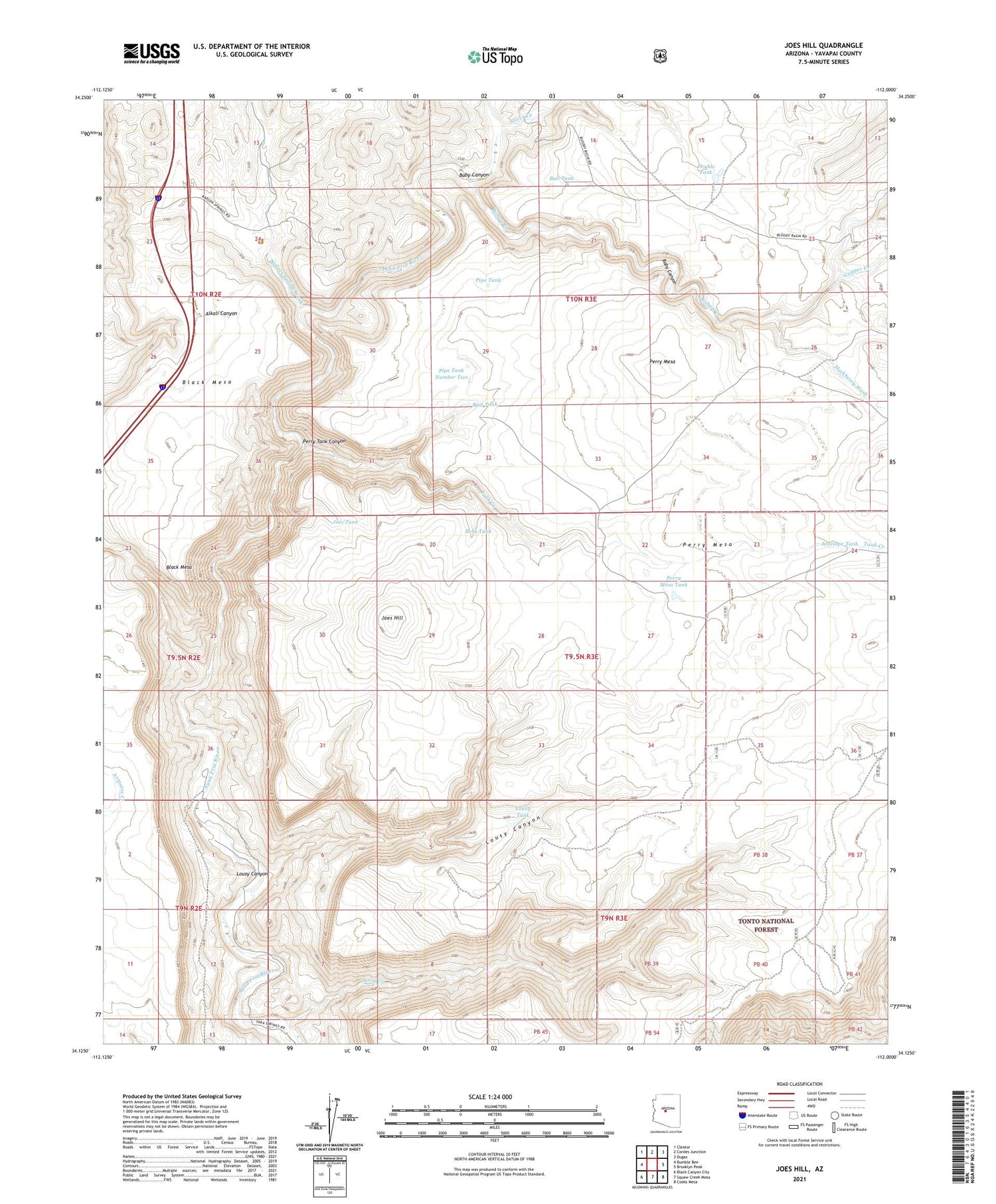 Joes Hill Arizona US Topo Map Image