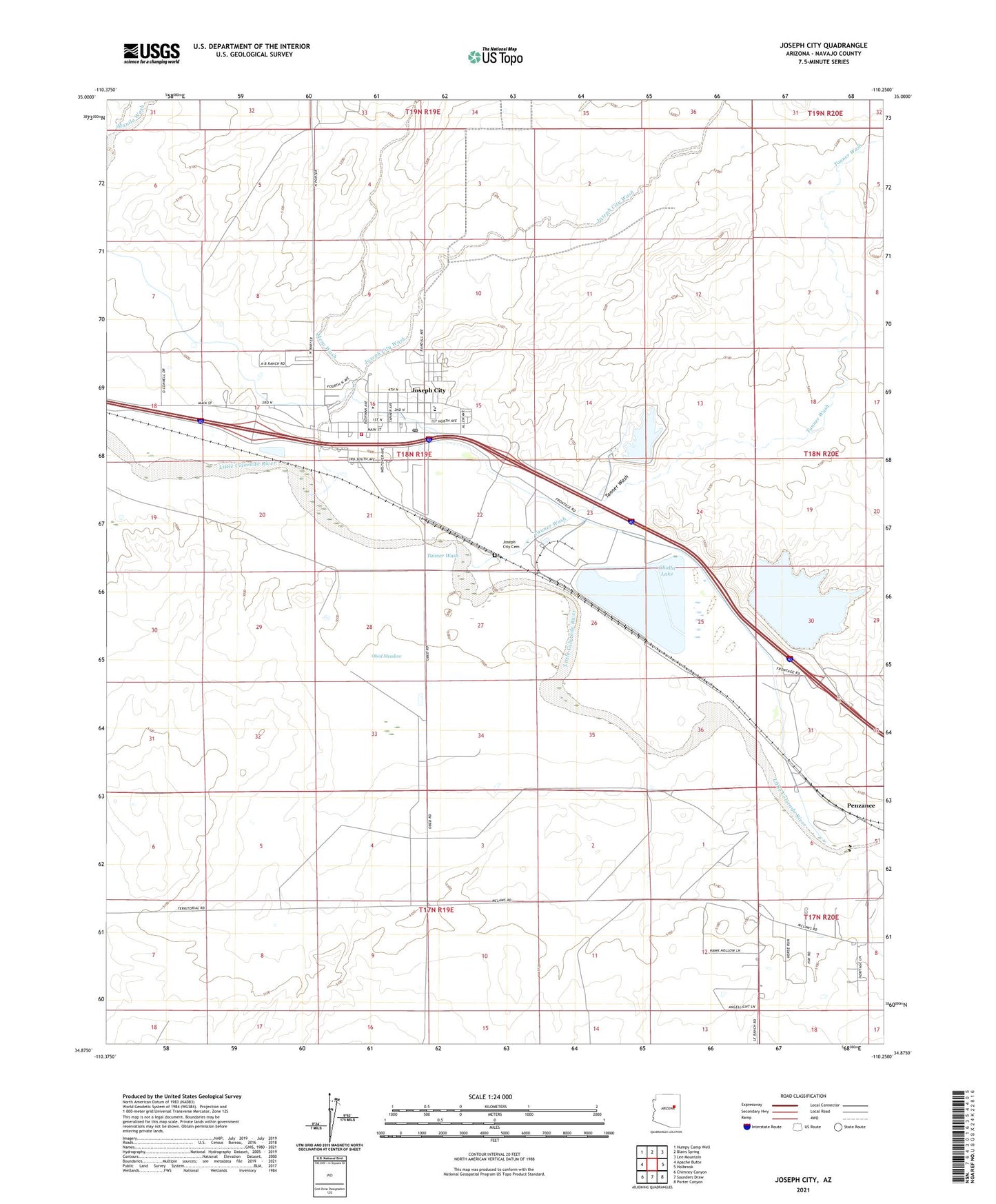 Joseph City Arizona US Topo Map Image